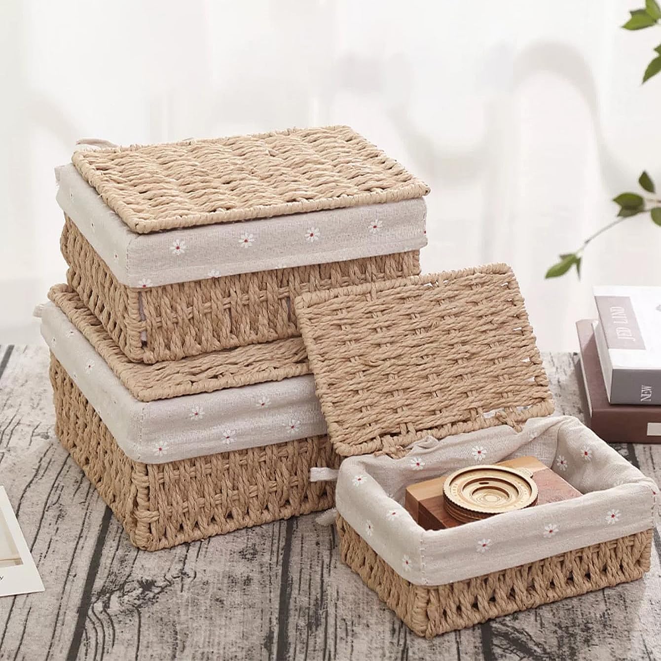 GIB Small Wicker Storage Baskets / Beige