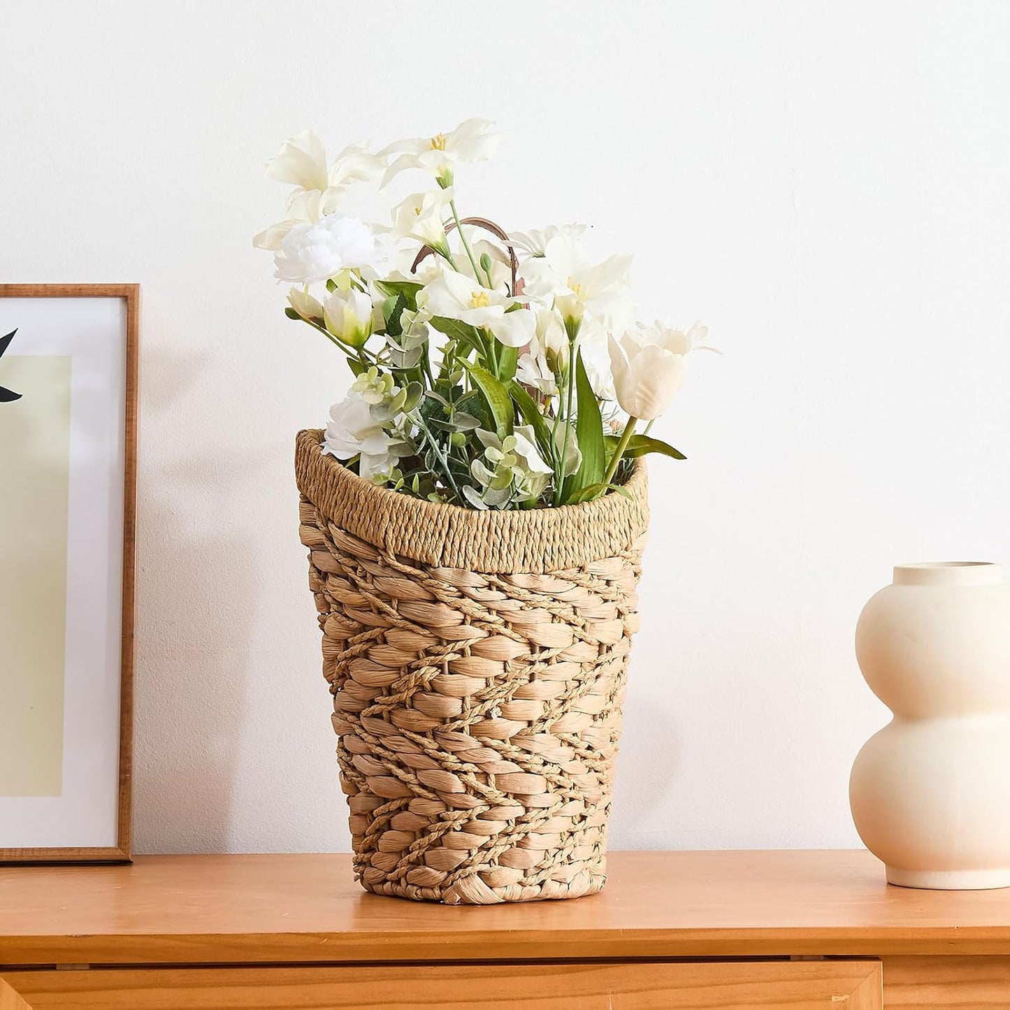 Handwoven Front Door Basket Water Hyacinth Wall Hanging Basket Decorative Boho Mounted / Mix