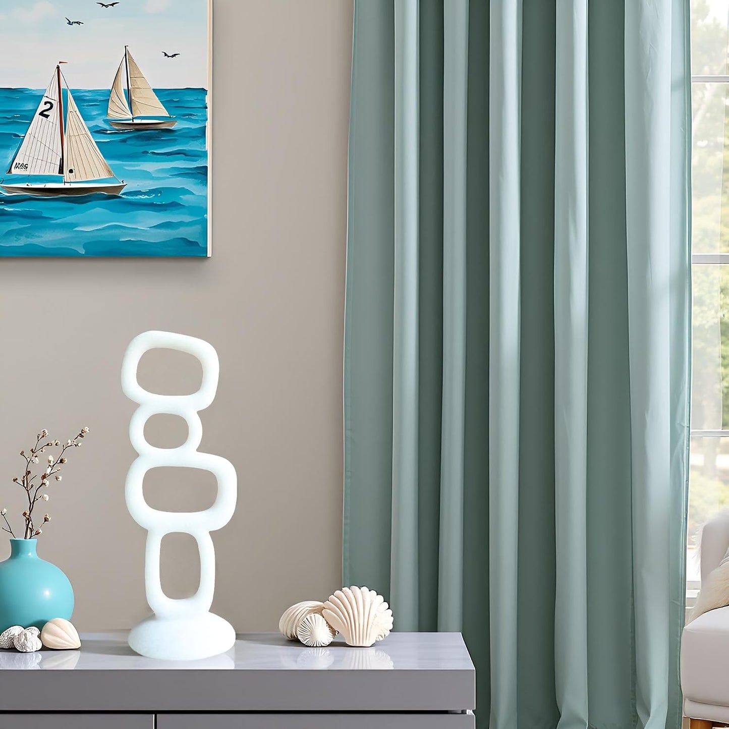 Modern Art Statue Table Decor / 14" Milky White