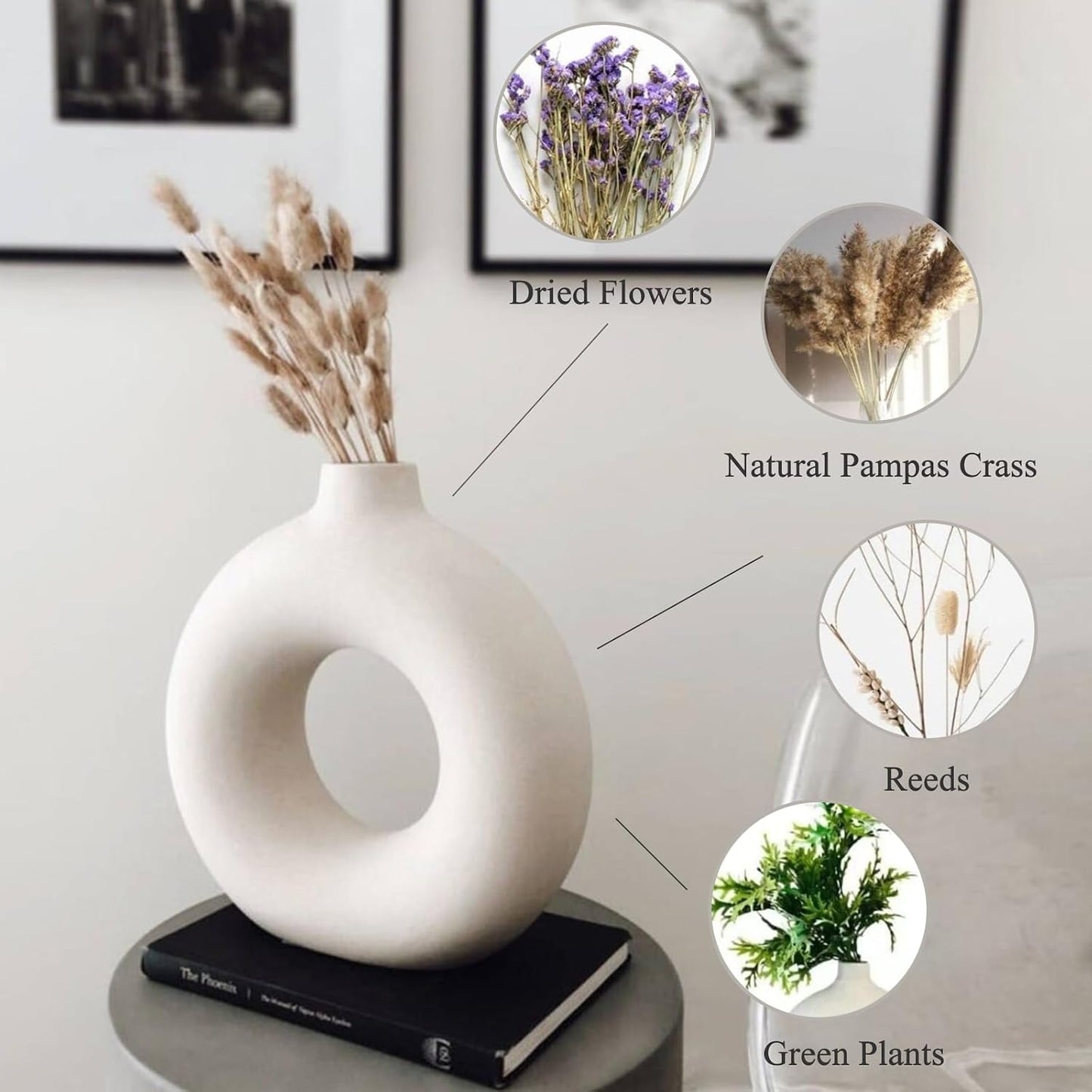 Ceramic Vase / White / Donut / Set of 2