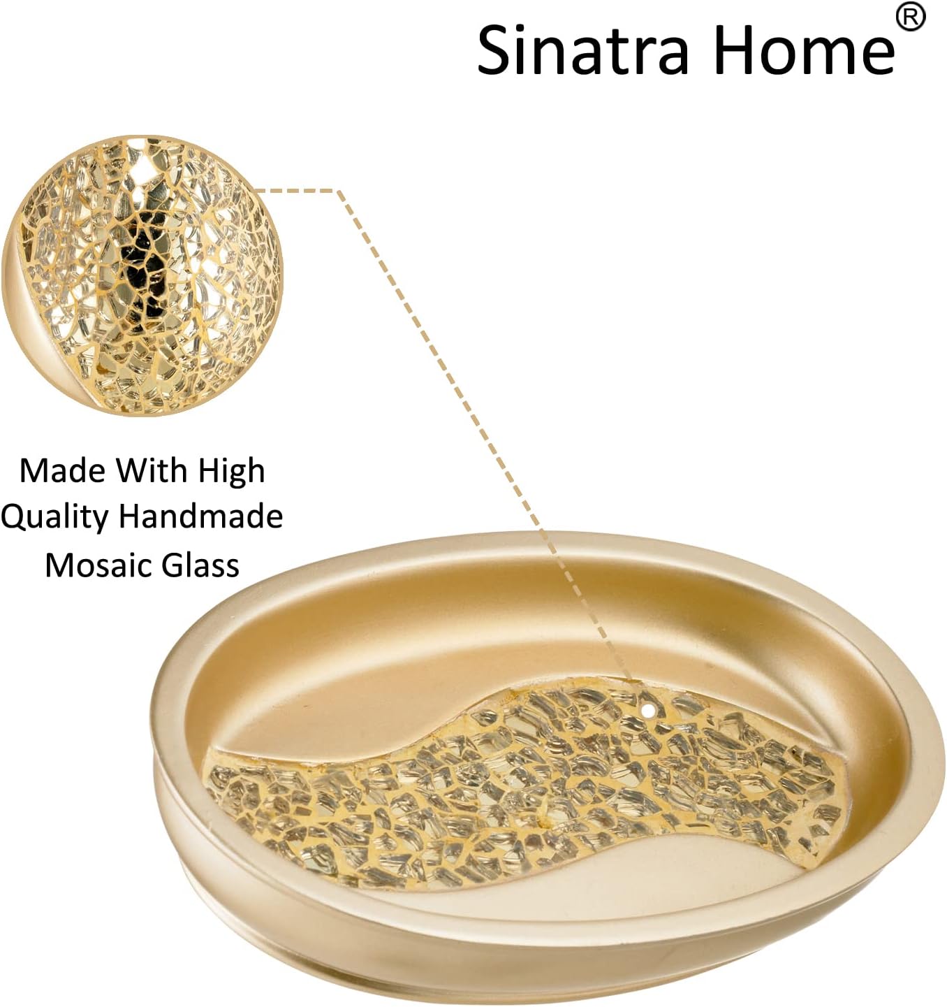 Zahari Home 4pc Sinatra Stylish Bathroom Accessories Set Champagne Gold Soap Dispenser Pump, Tumbler, Tooth Brush