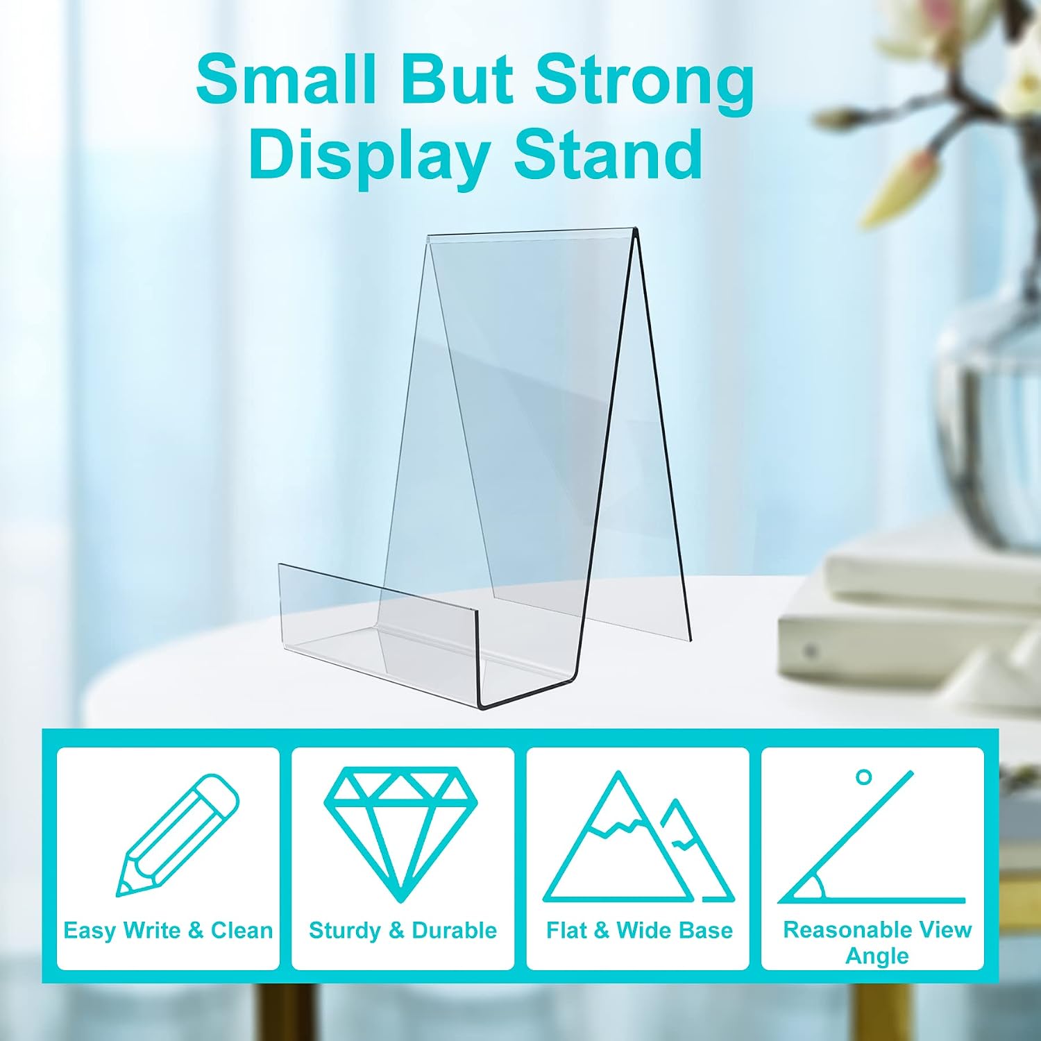 Boloyo Acrylic Book Stand with Ledge,10PC Clear Acrylic Display Easel Transparent Display Stand Holder Tablet Holder