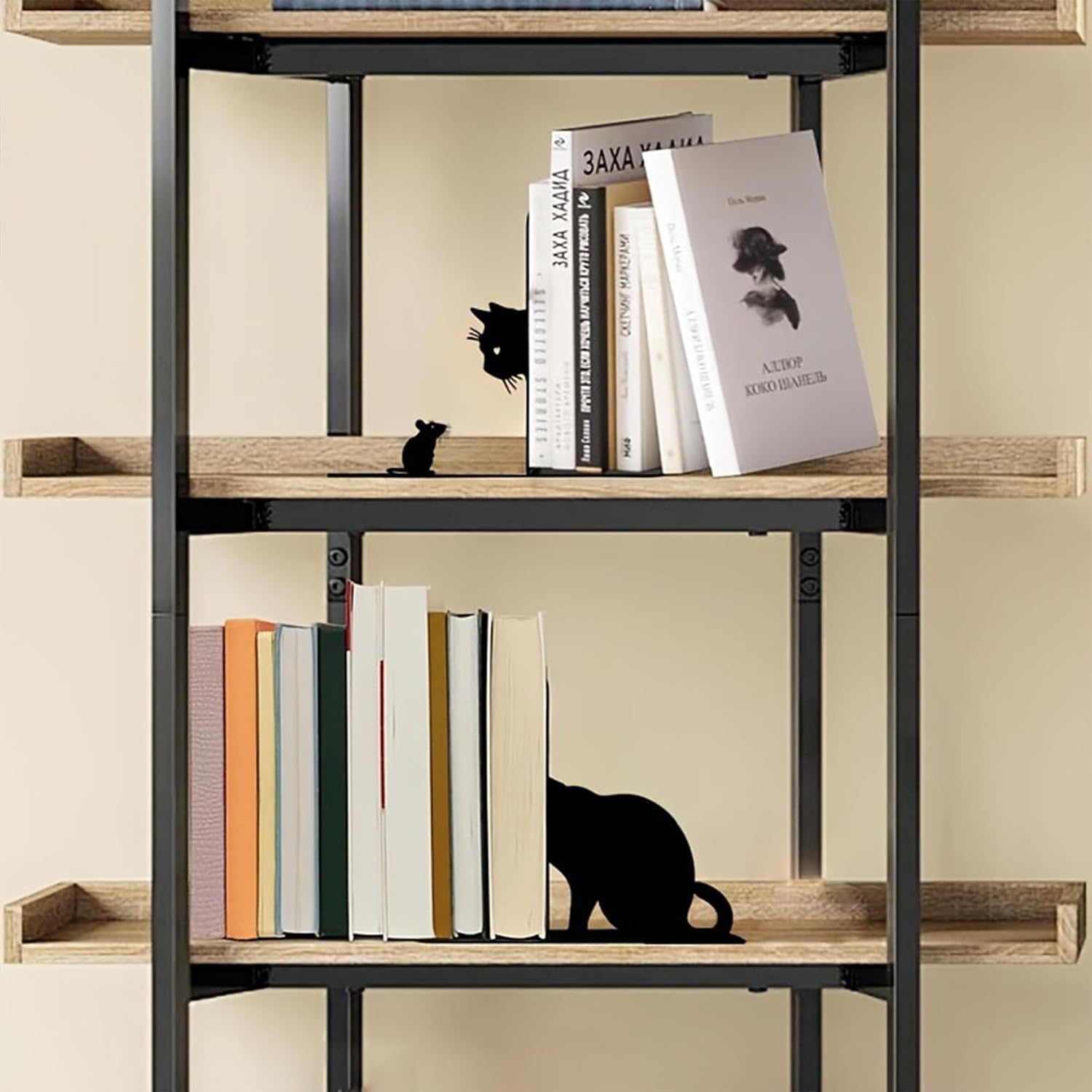 Cat and Mouse Metal Bookends Cats Book Ends / Black