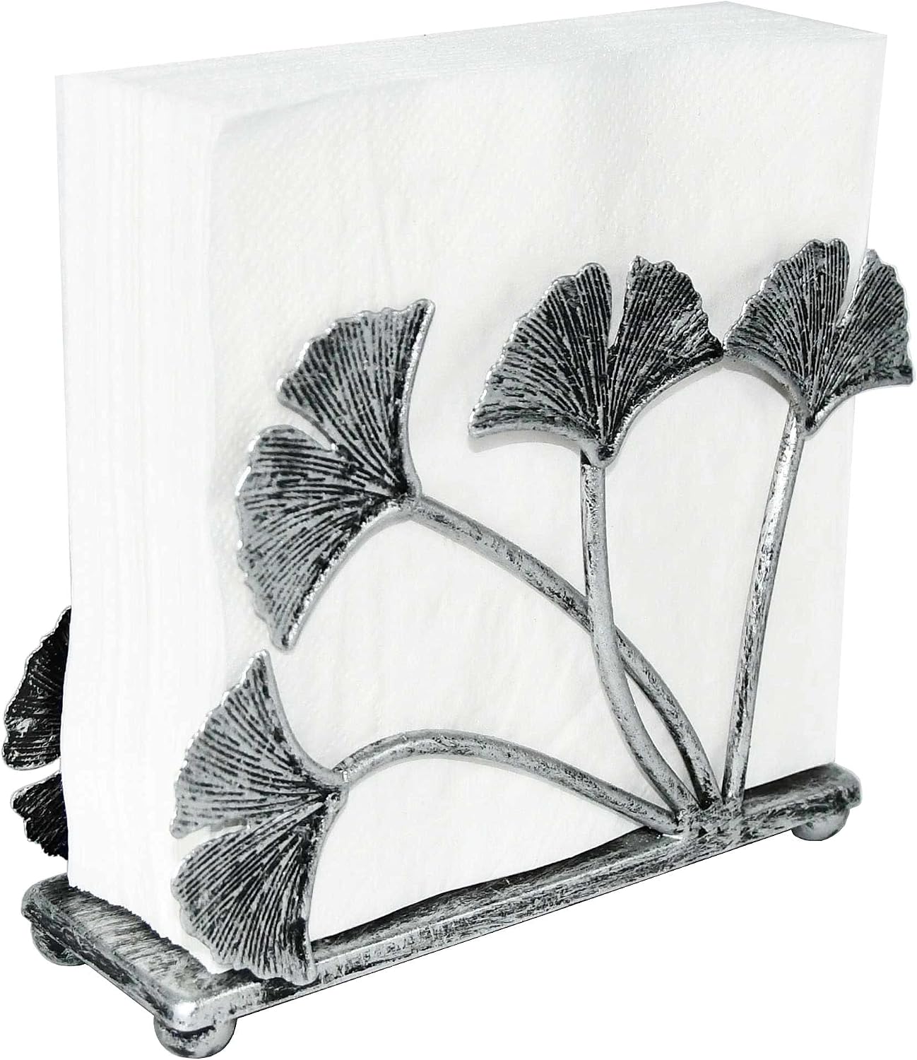 Modern Ginkgo Leaves Design Napkin Holder / Silver