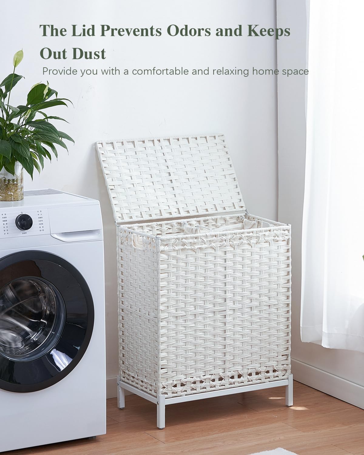 112 L Handwoven Rattan Wicker Laundry Basket / Cloud White / 112 L - 29.6 Gal