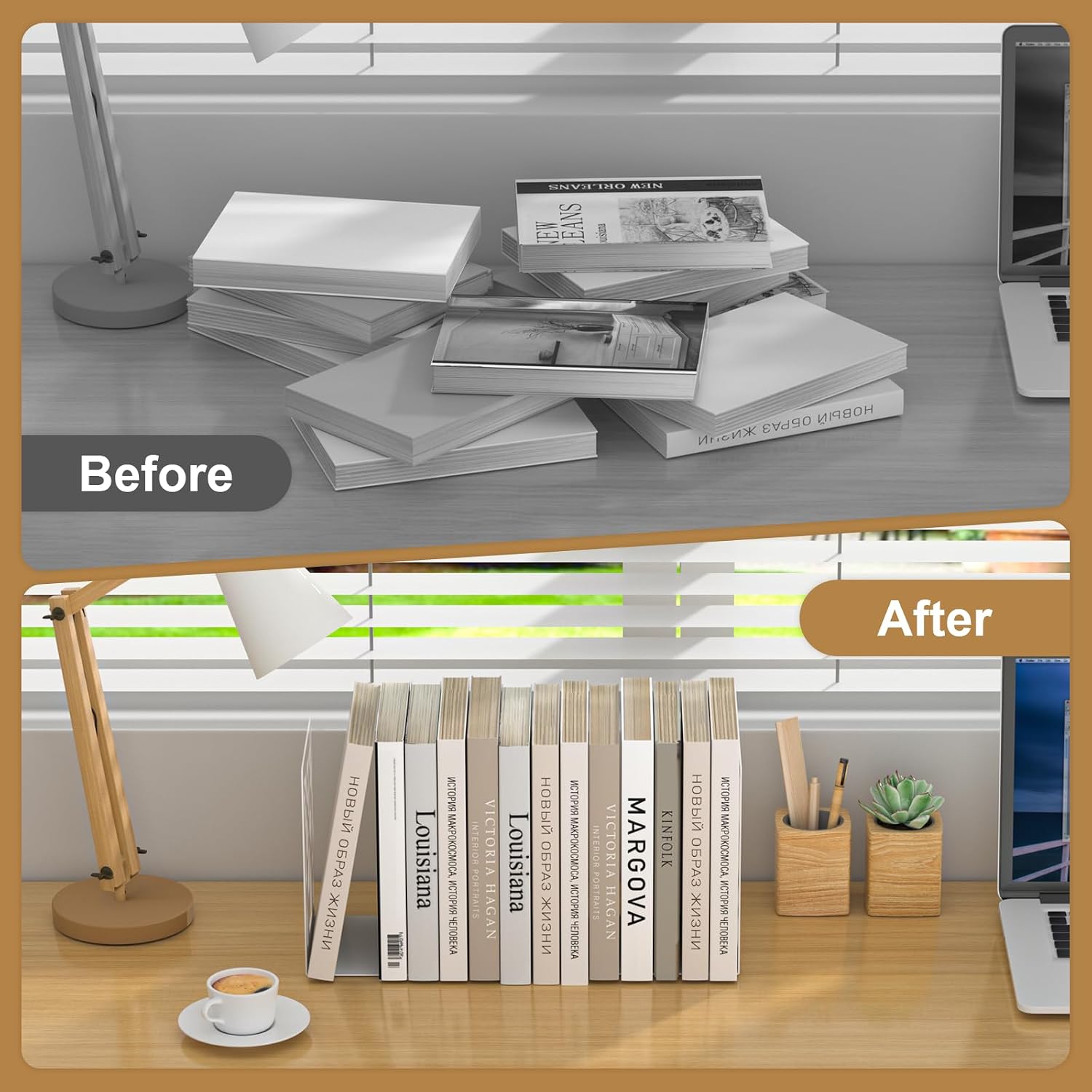 Tree Design Modern Metal Bookends / White / Set of 8