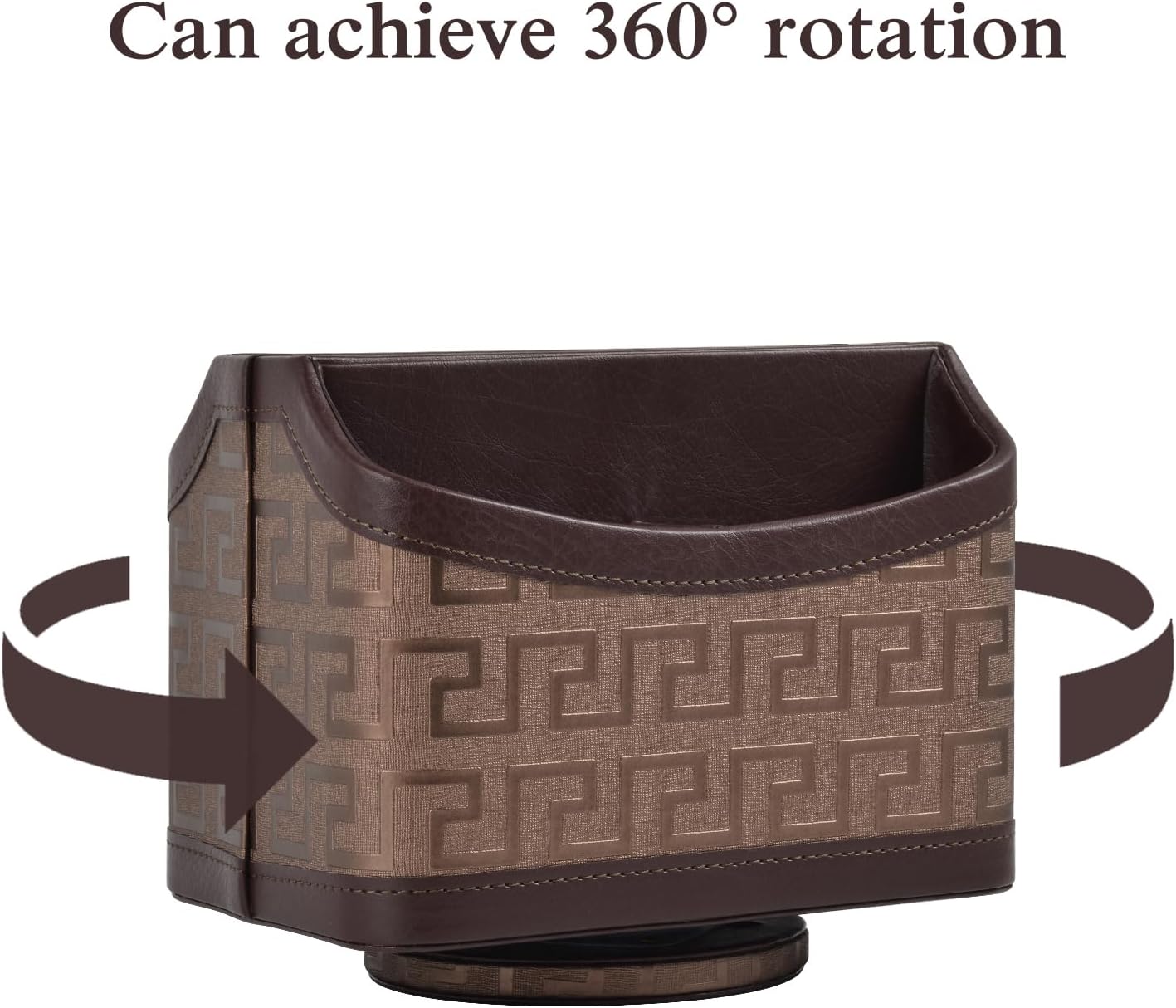 Leather Remote Control Holder 360°Rotatable / Coffee Gold