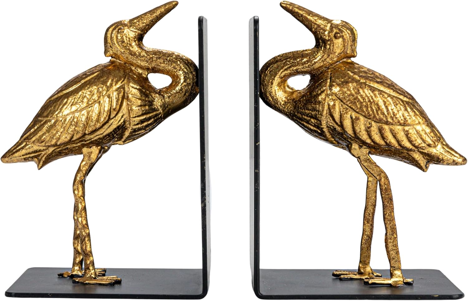 Decorative Cast Iron Bird Bookends / Gold / Set of 2