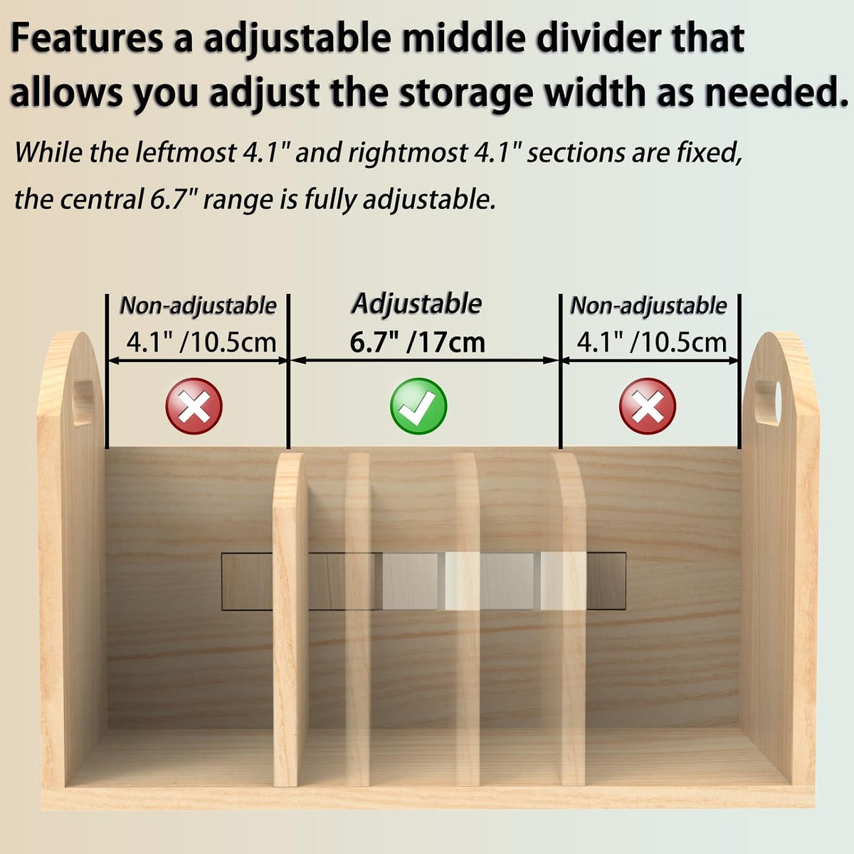 Wood Desktop Bookshelf, Upright Tabletop Book Shelf With Adjustable Divider Secure Books in Place, Desk Shelf for Top