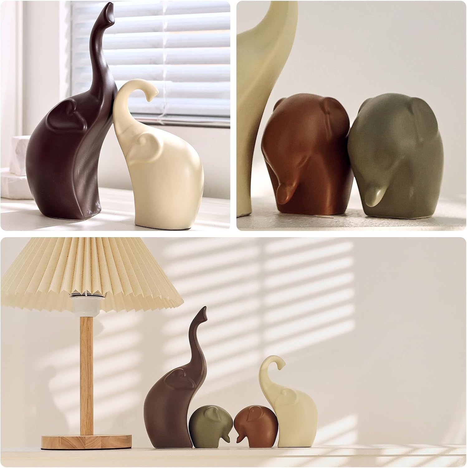 Ceramic Modern Art Elephant Statue Decorations / 4elephant / Set of 4
