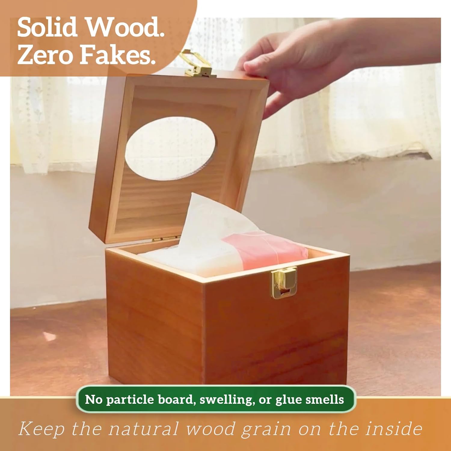 Tissue Box Cover / Wooden / Square