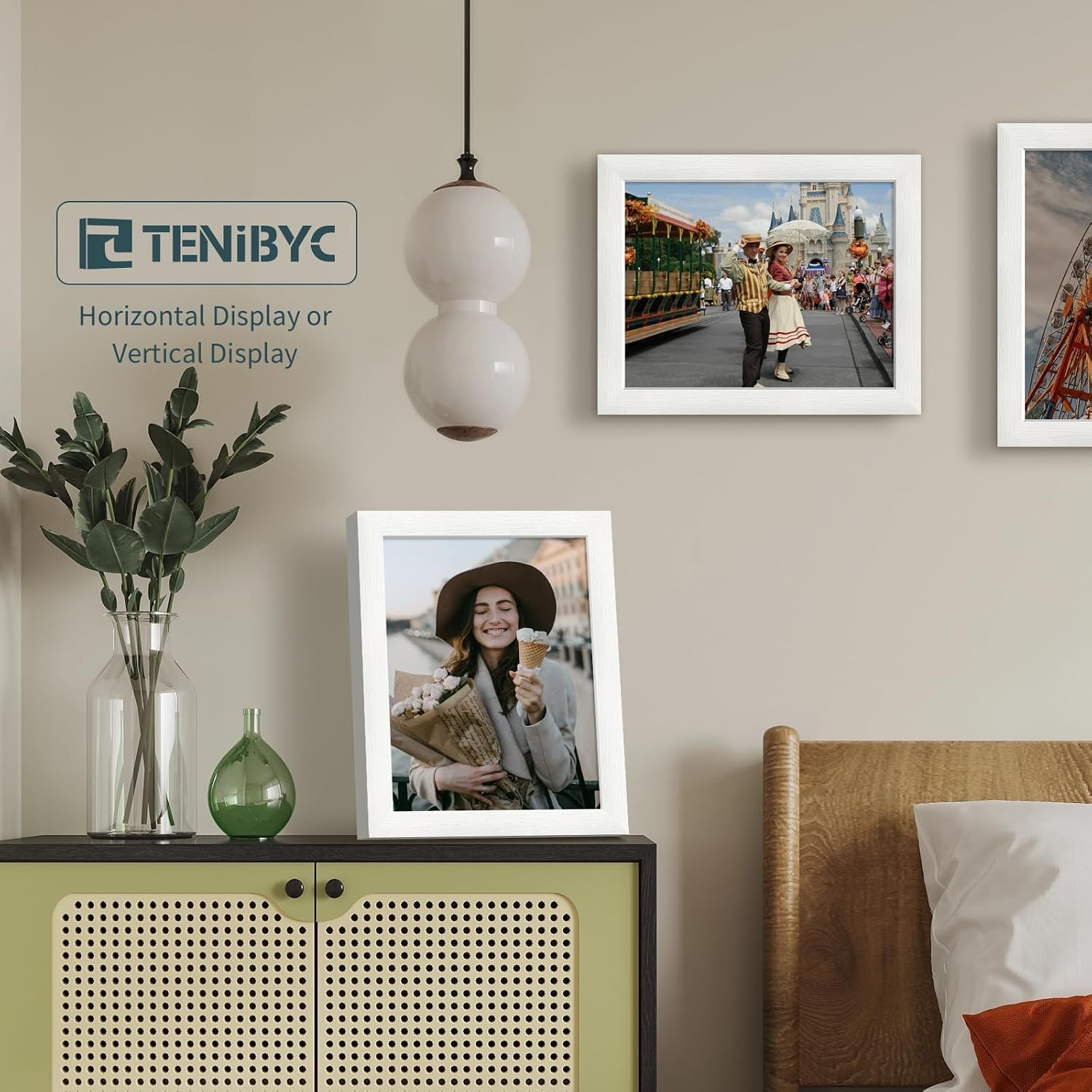 8.5 by 11 picture frame 3 Pack, White Wood, Real Glass, for Photo | Thick HD Tempered Glass, Tabletop or Wall Hanging