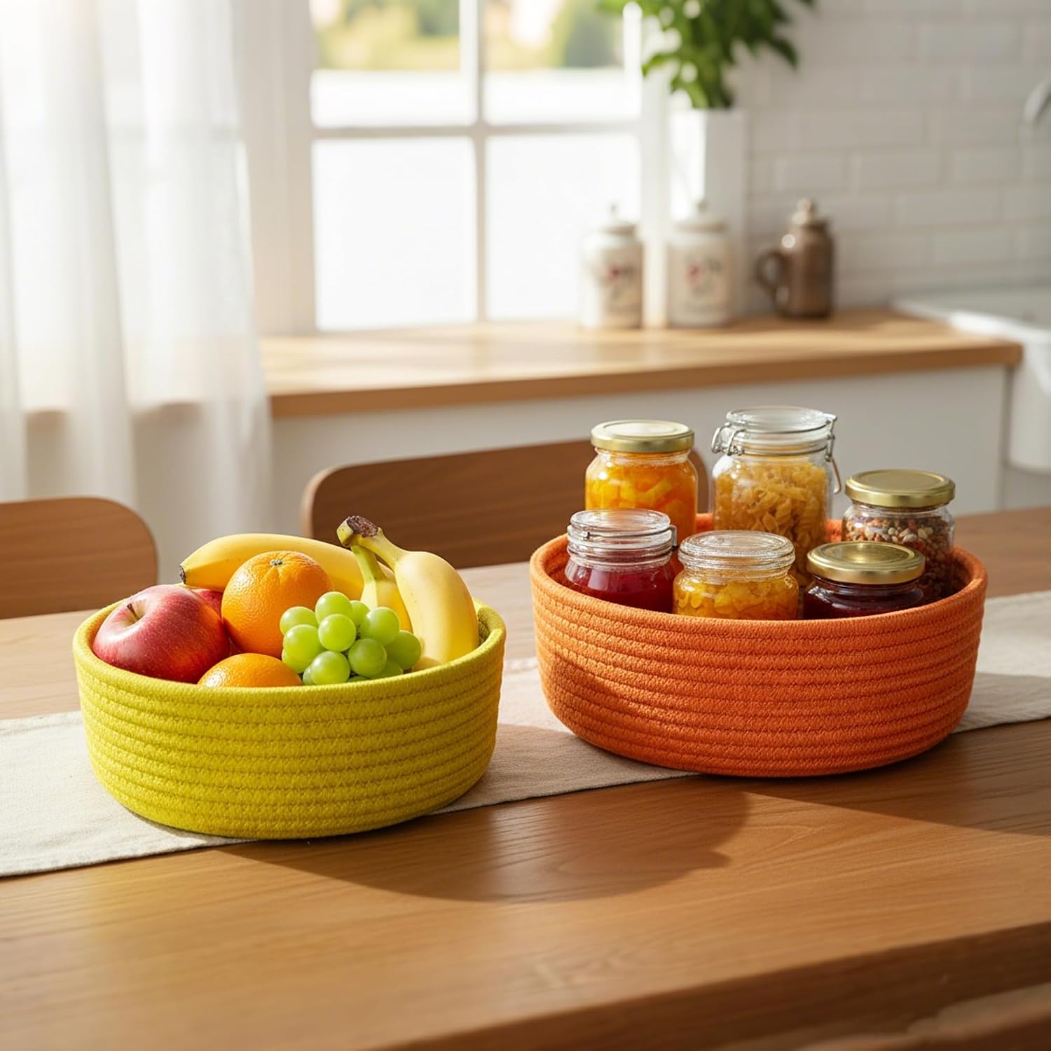 Woven Storage Baskets for Organizing / Rainbow / Set of 6