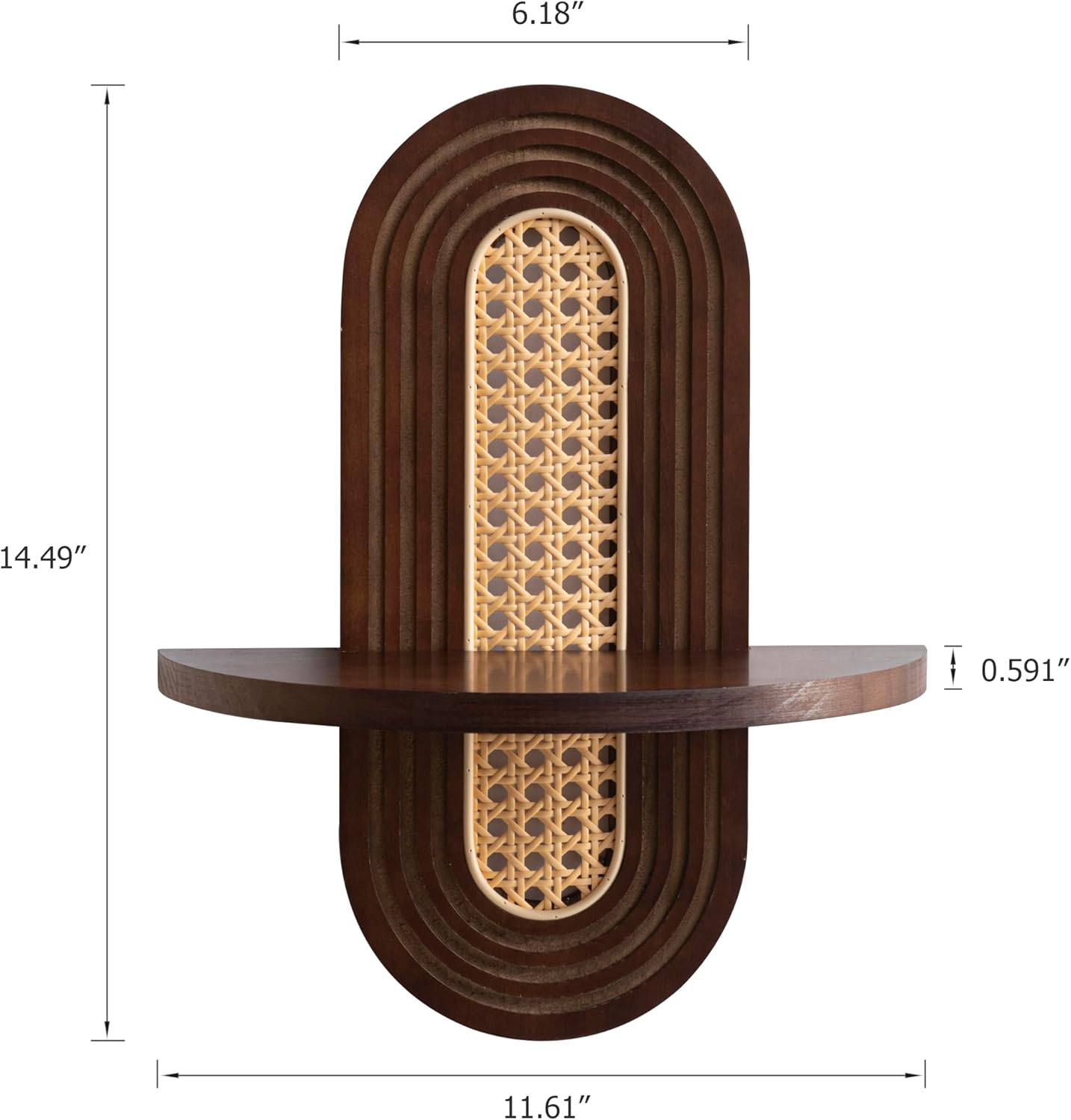 Boho Decor Wall-Mouted Shelves Book Display Rattan Shelf / Brown
