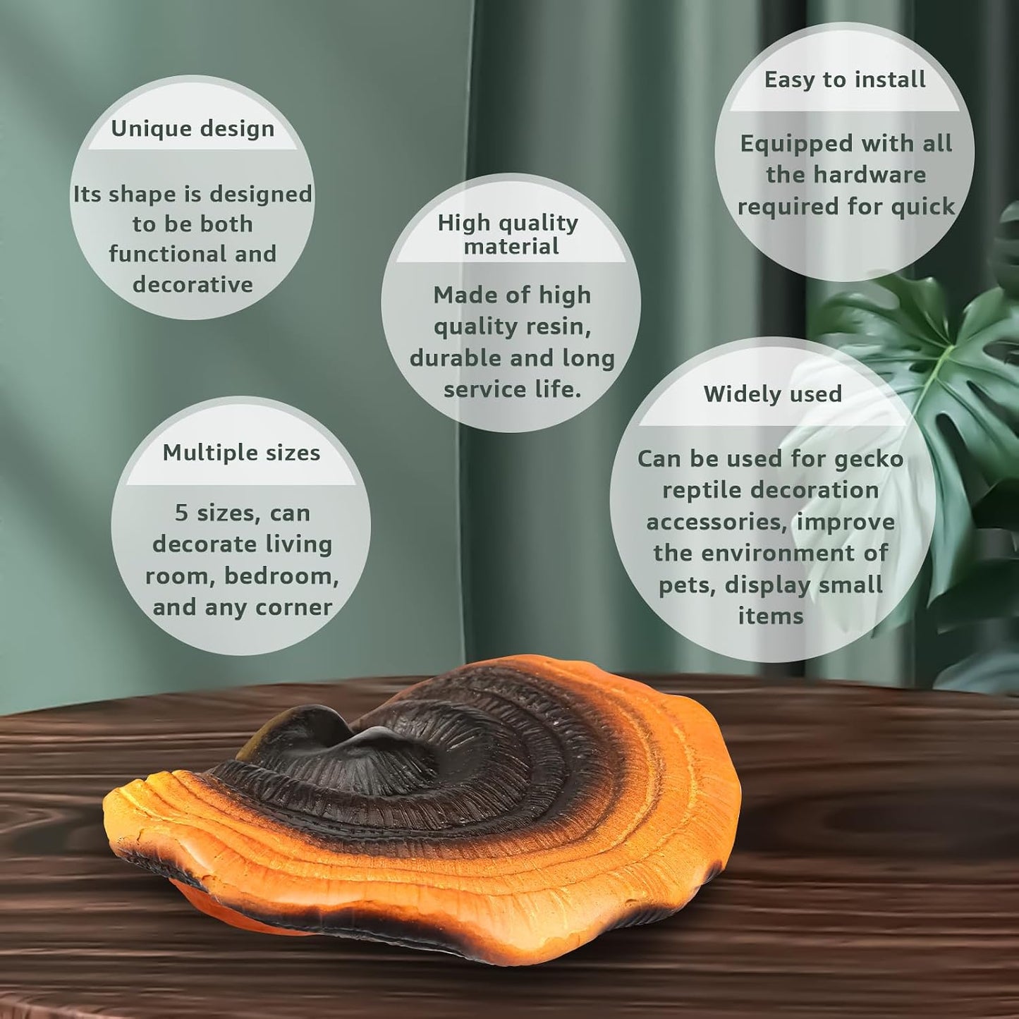 Mushroom Floating Shelves Reishi Shaped Mushroom Shelf Wall Decor Resin Mushroom Hanging / Set of 5