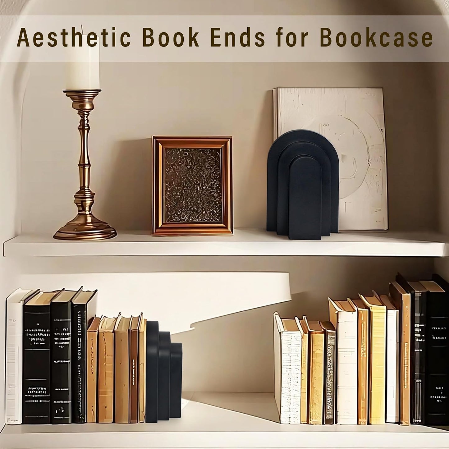 6.6 LBS Modern Book Stopper / Black / Set of 2