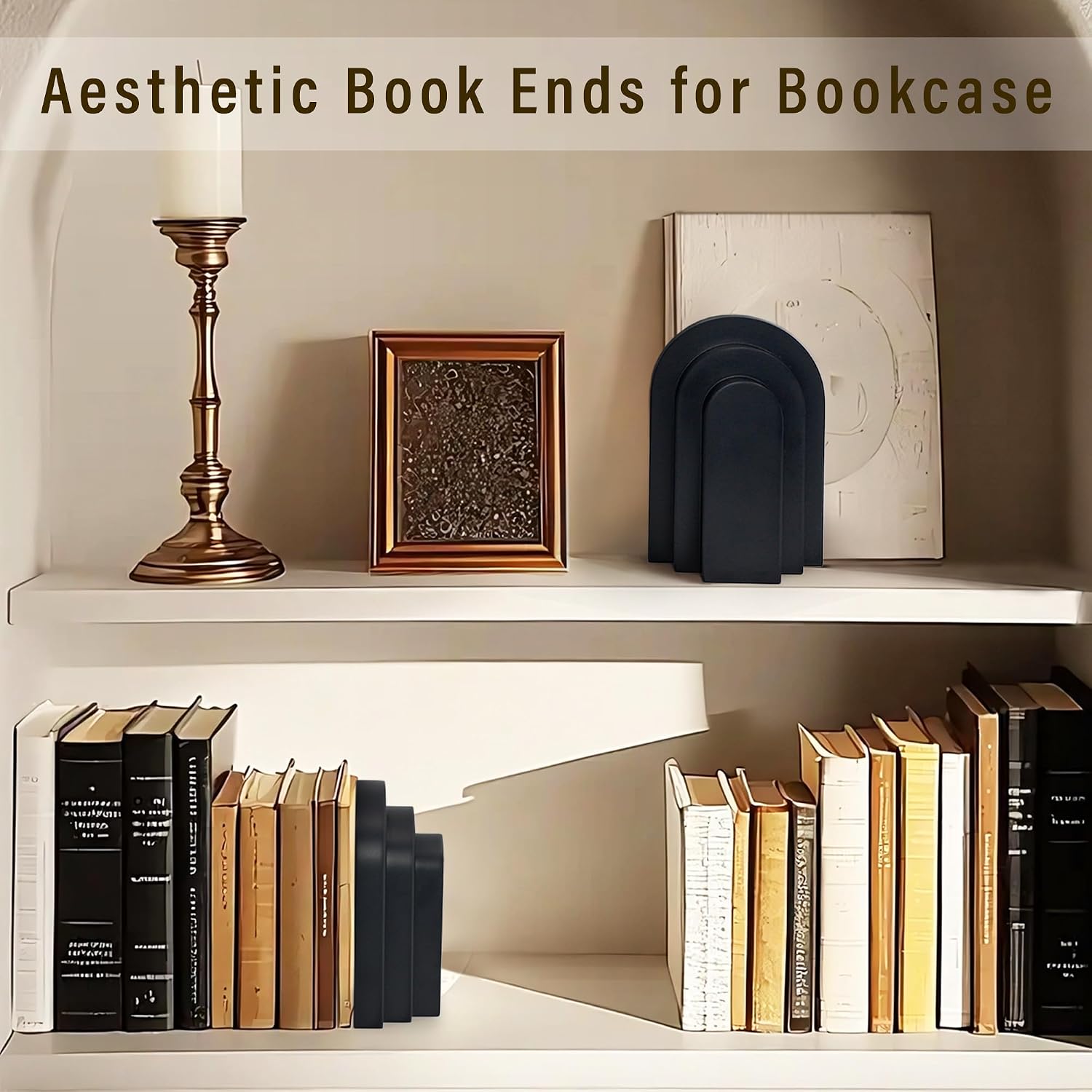 6.6 LBS Modern Book Stopper / Black / Set of 2