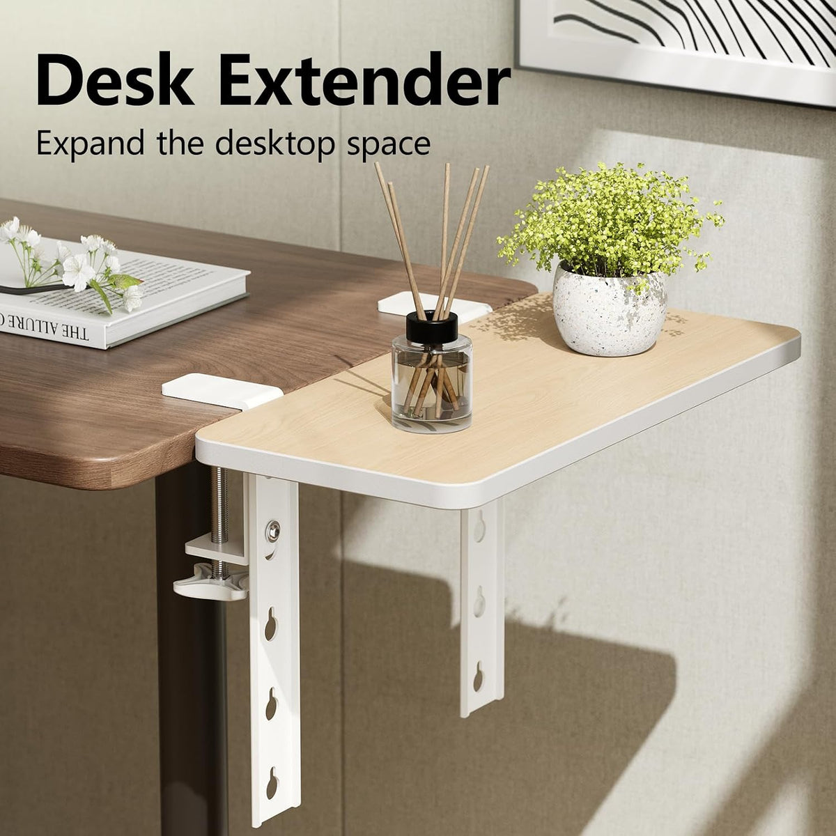15.7"×7.5" Clamp-on Desk Extender, Monitor and Laptop Riser | Heavy-Duty Side/Top Desk Organizer Shelf, Adjustable
