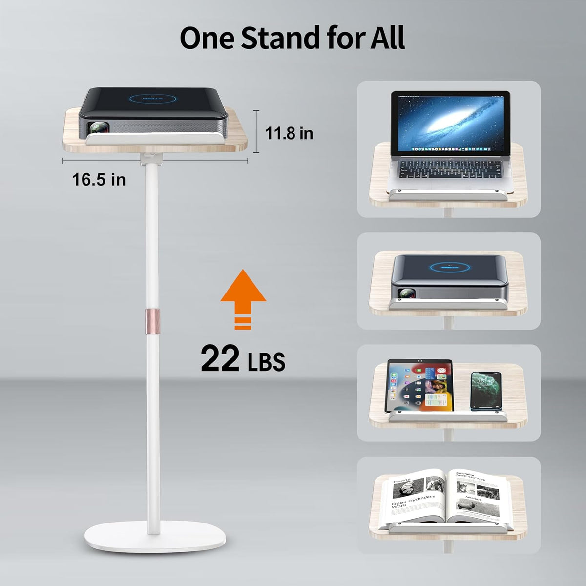 2-in-1 Floor Music Stand & Desktop Book Stand, 16.5"–51" Height Adjustable | Premium Wood Panel, Floor Reading Stand