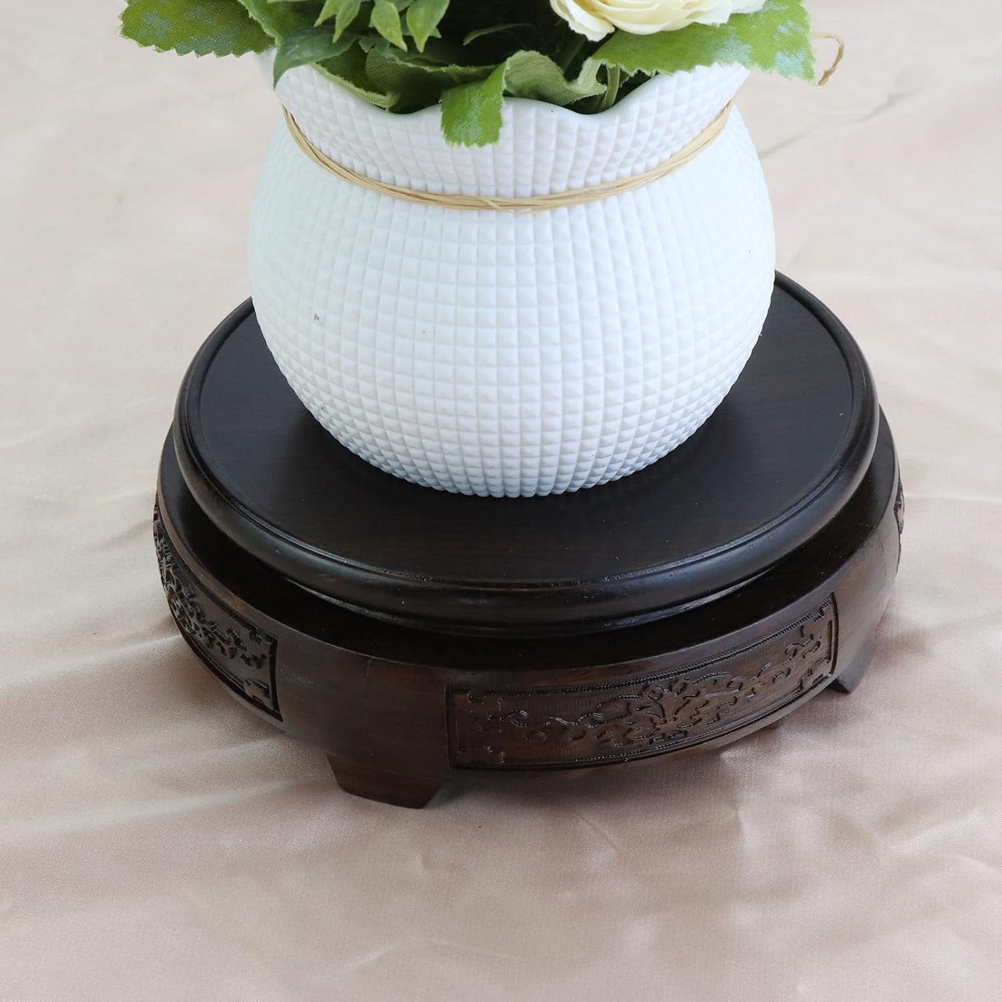 Wooden Display Stand Base " Wood Carved Craft Pedestal Traditional Wooden Base / 4 x 4 / Round