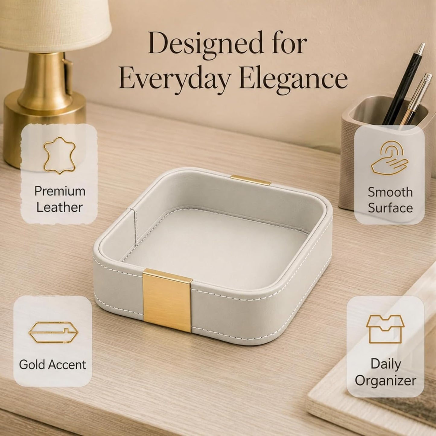 Leather Decorative Tray Key Bowl for Entryway Table Desk Organizer Purse Bowl Jewelry Watch Holder