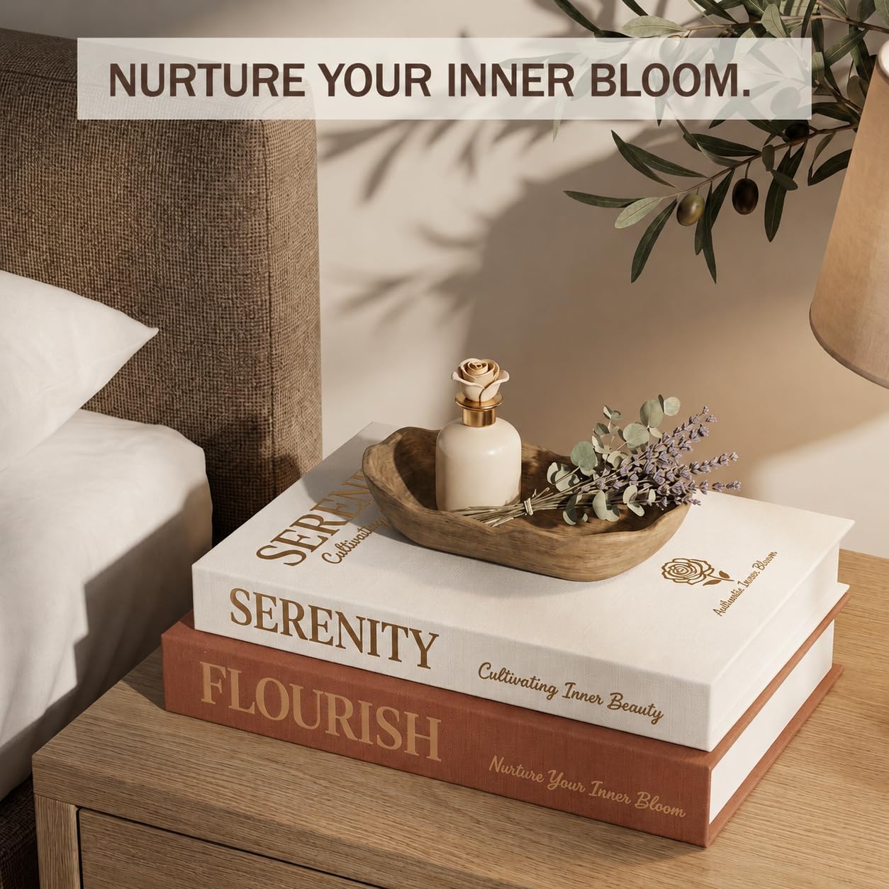 Faux Linen Book Boxes / Terracotta & Oatmeal / Set of 2