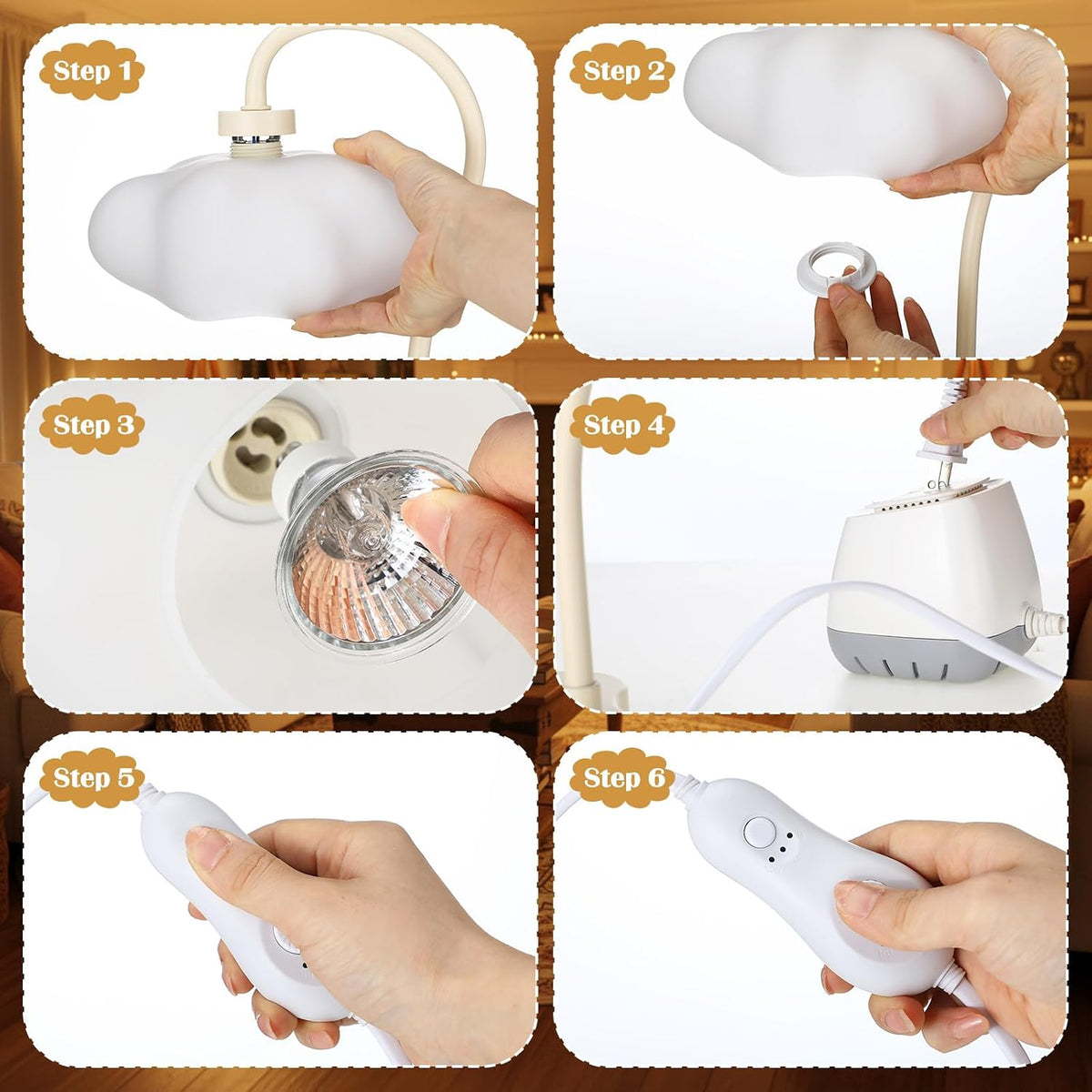 Glooglitter Cloud Candle Warmer Lamp with Timer Dimmer | Adjustable Wax Melt Warmer with Dimmer, Safe Flameless Warming