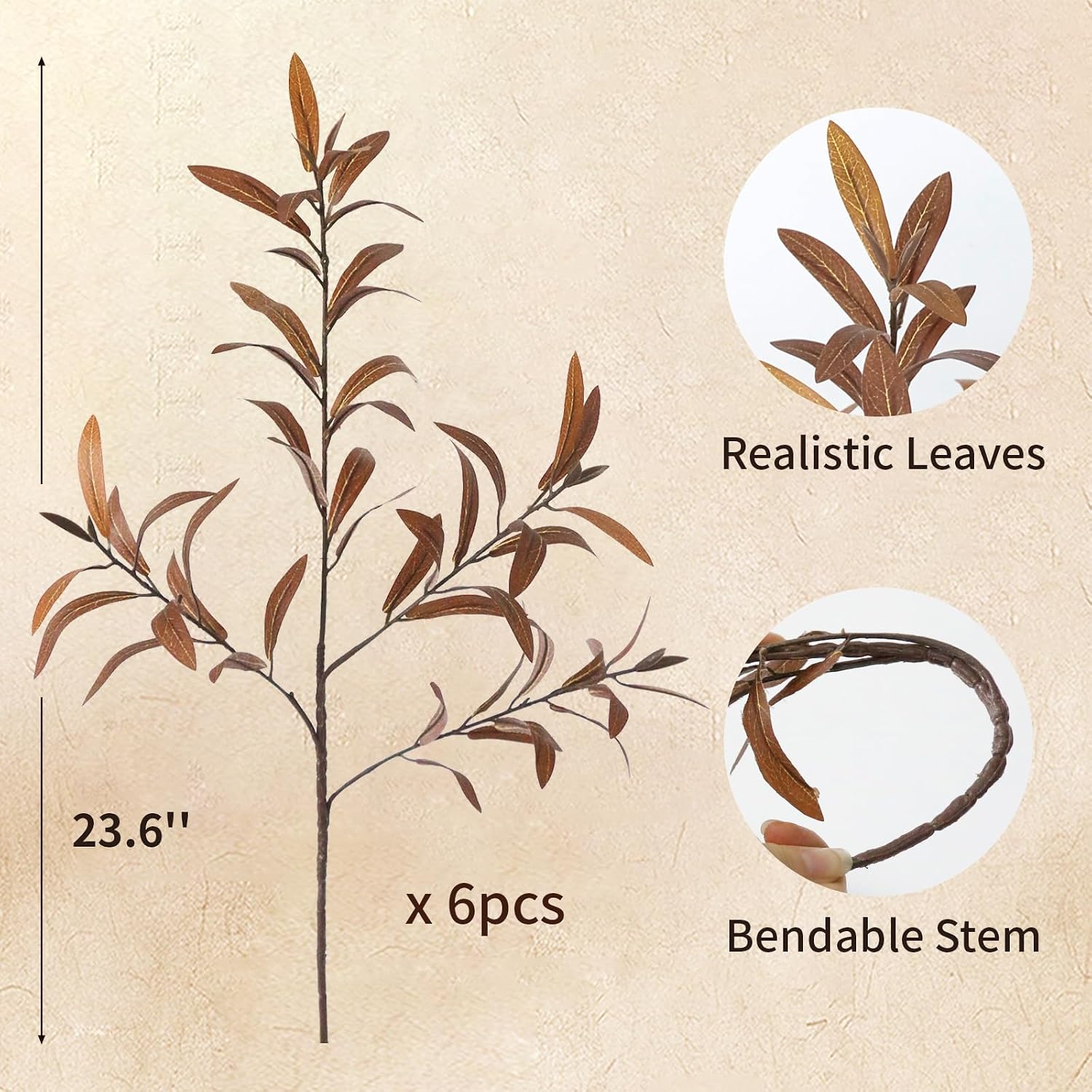 Faux Olive Branches for Vases / 23.6 / Set of 6