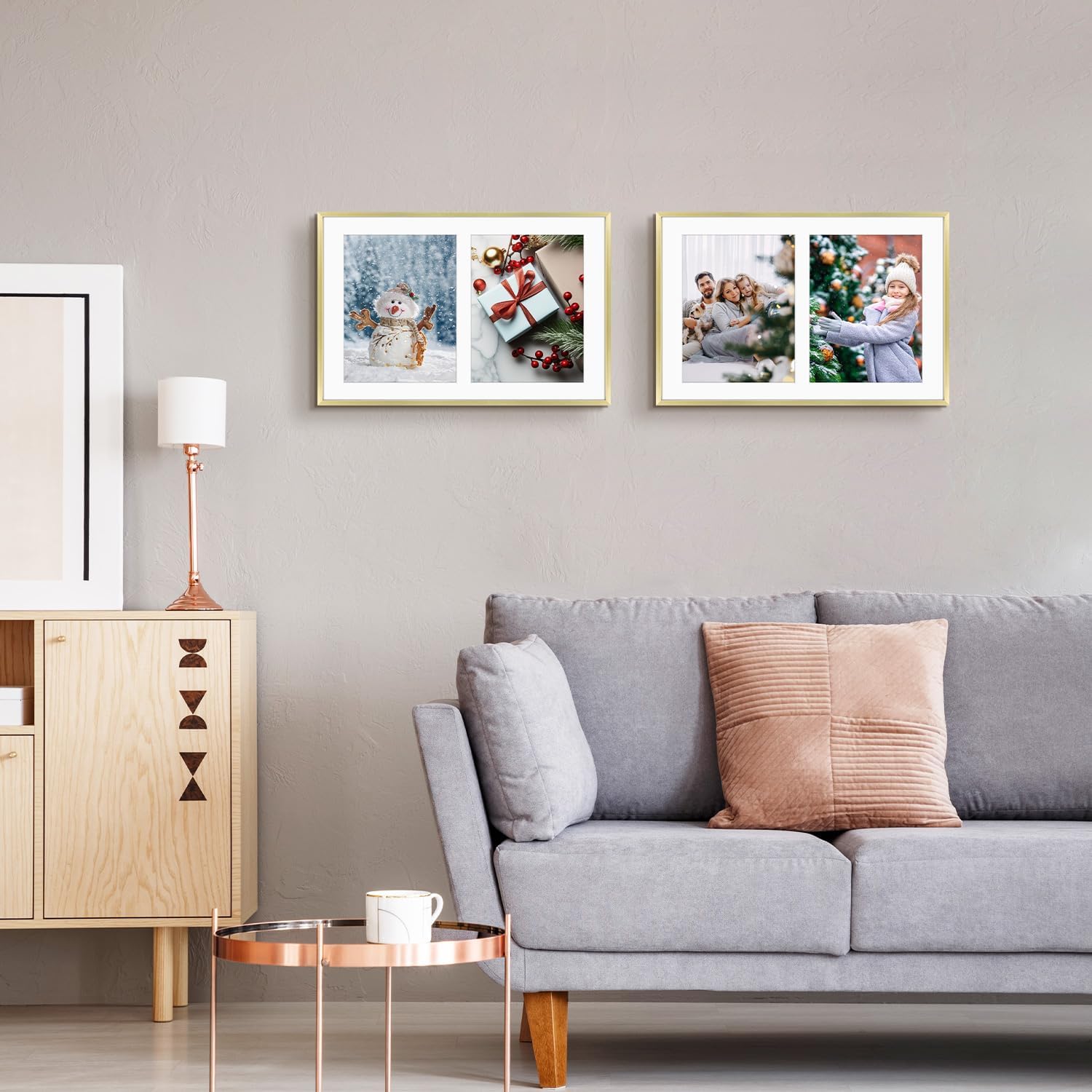 Golden State Art 12x19 Collage Frame w/Mat for 8x10 Photos Gold 2 Pack | Aluminum Picture Frame with Real Glass Front