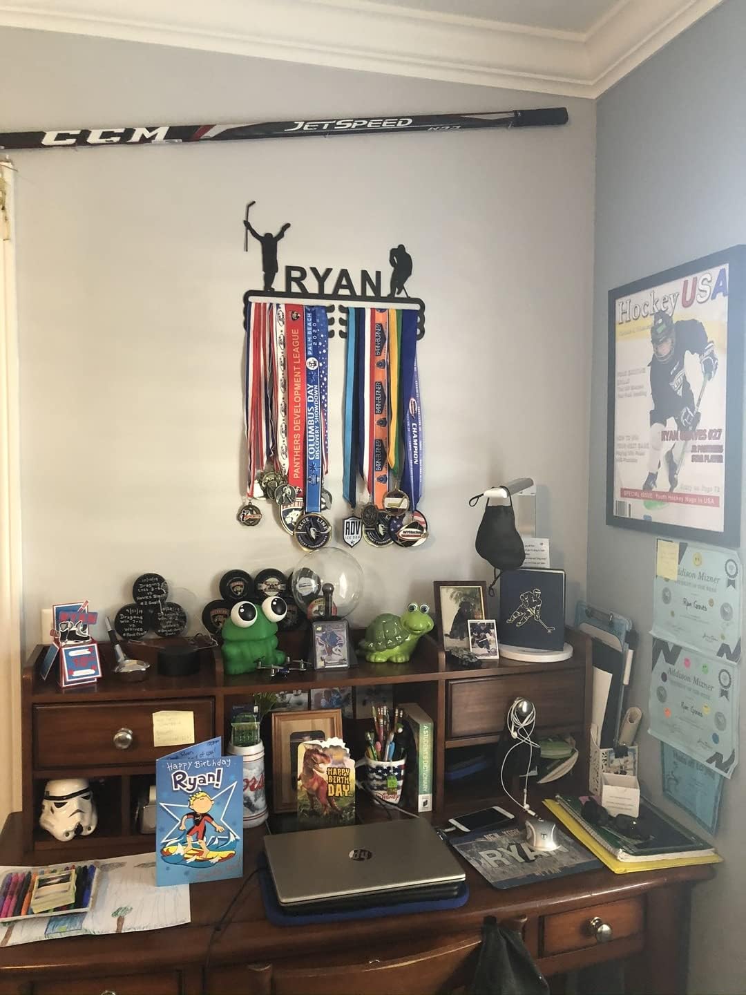 Athlete's Gift Shop Personalized Medal Display Hanger (Up to 2 Sports) - Durable Wall-Mounted Display for Awards