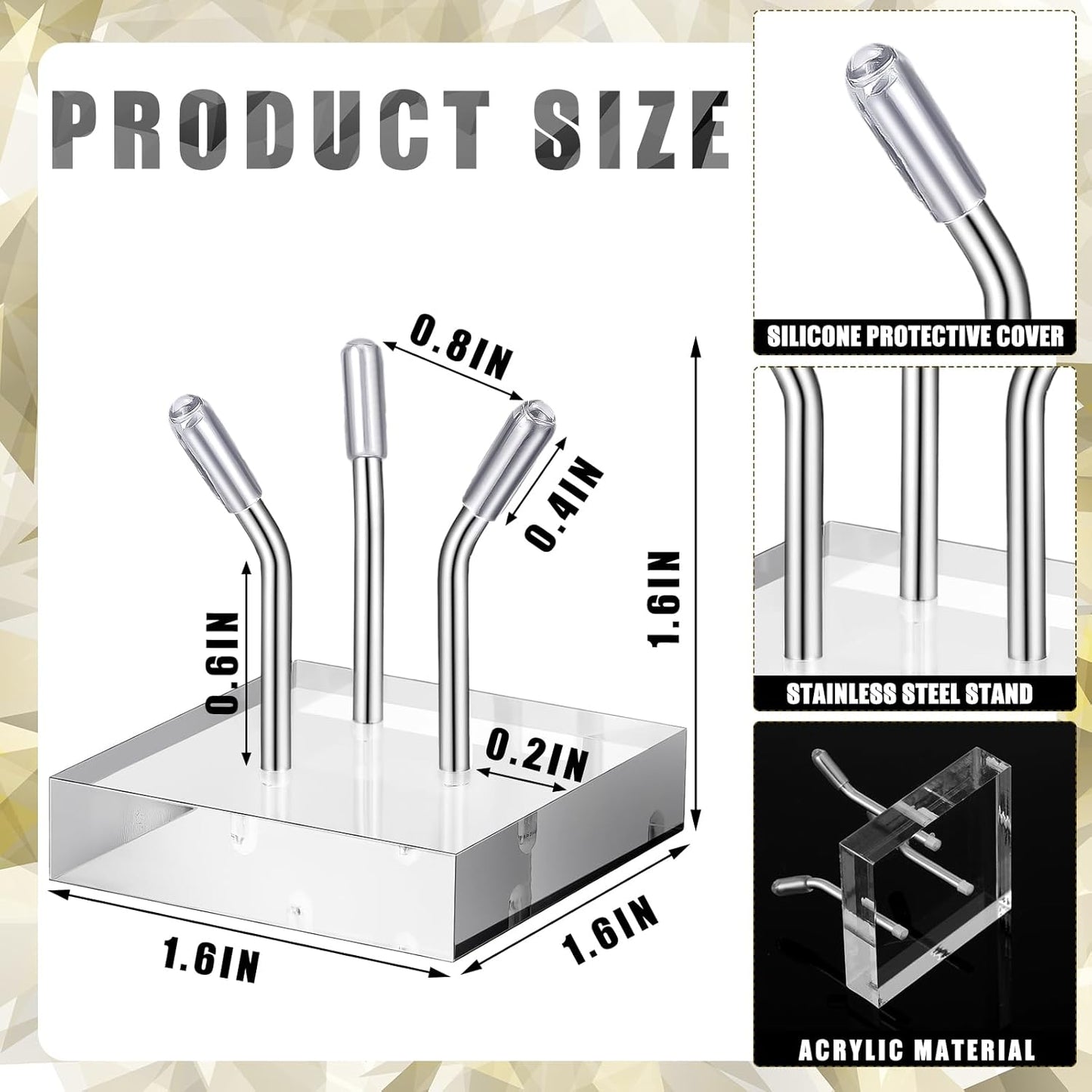 Clear Acrylic Display Stand / 1.6 x 1.6 x 1.6 / Silver / Set of 4
