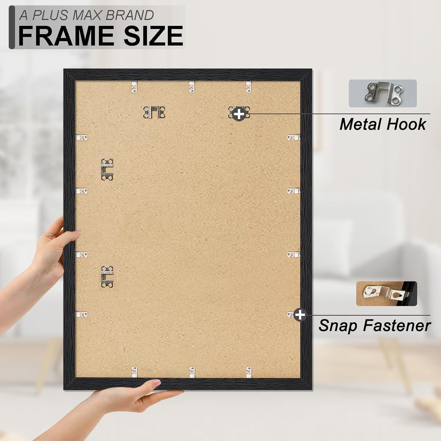 A PLUS MAX 21x28 Picture Frame Set of 2 Black Light Weight Wall Mount | 21 x 28 Inch Black Wood-grain Engineered Wood