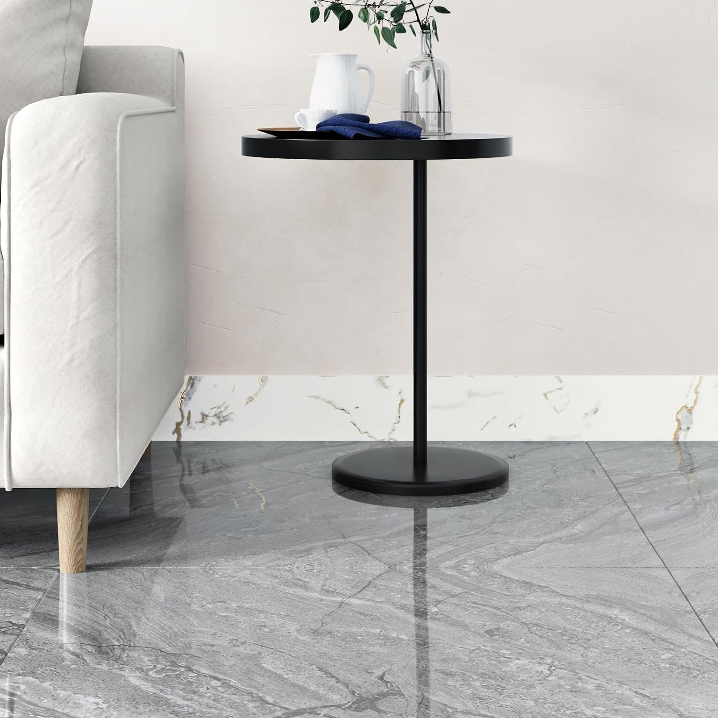 White/Gold Marble Peel and Stick Wallpaper Borders for Counter / 3.9 x 394 / Matte White/gold Marble