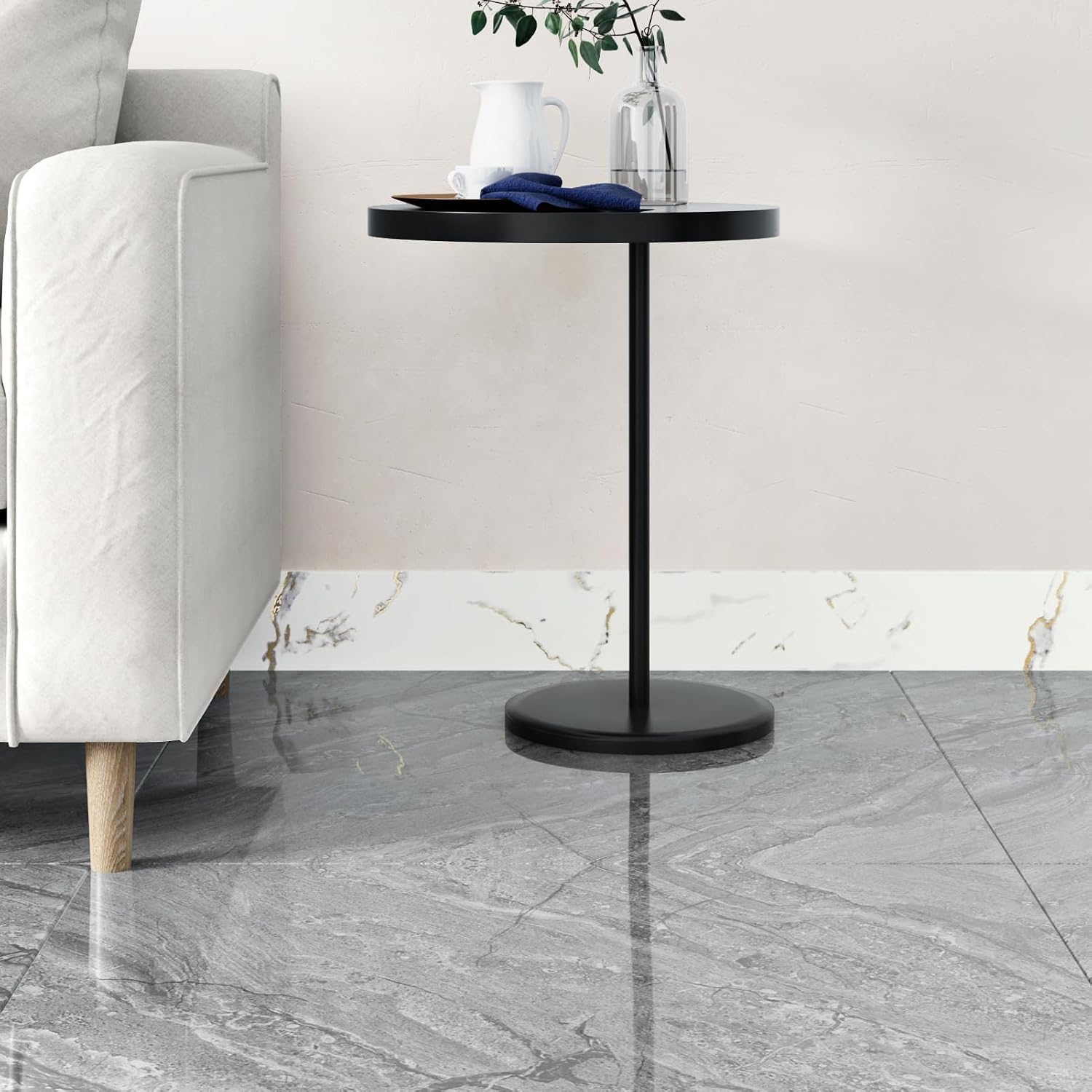 White/Gold Marble Peel and Stick Wallpaper Borders for Counter / 3.9 x 394 / Matte White/gold Marble