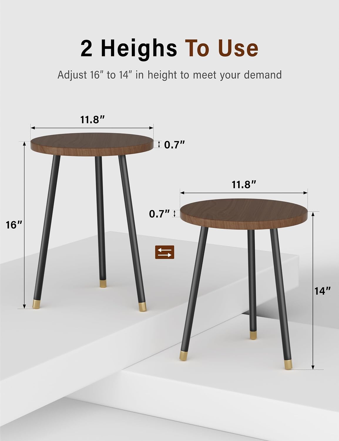 Plant Stand Indoor 2 Pack: Adjustable Wood 16'' Indoor Plant Stand | Mid Century Modern Decor Corner Plant Stands for