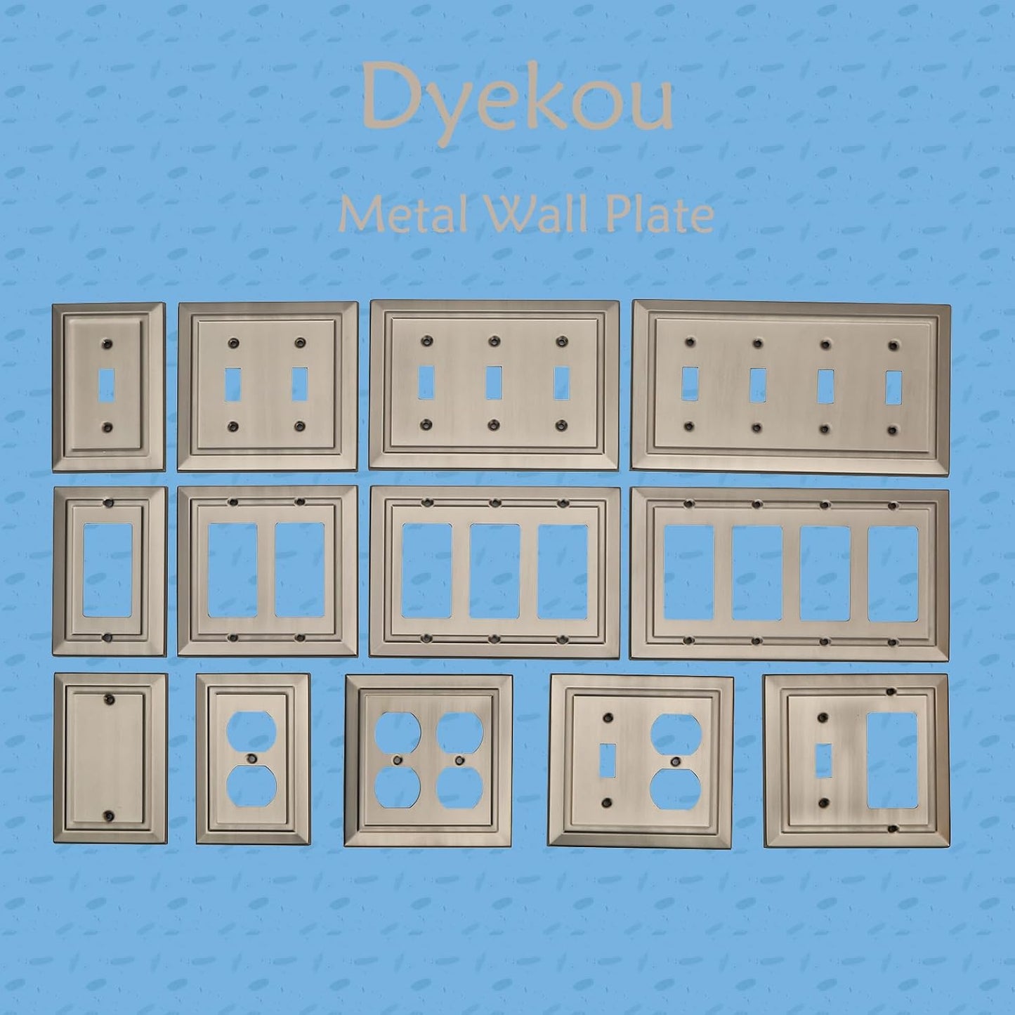 Metal Wall Plate for Light Switch, Applicable to Single Toggle, 6 Pack | Decorative Brushed Nickel Light Switch Cover