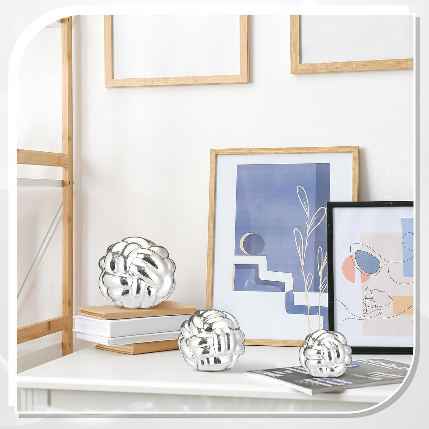 Entry Table Ceramic Aesthetic / Silver / Set of 3