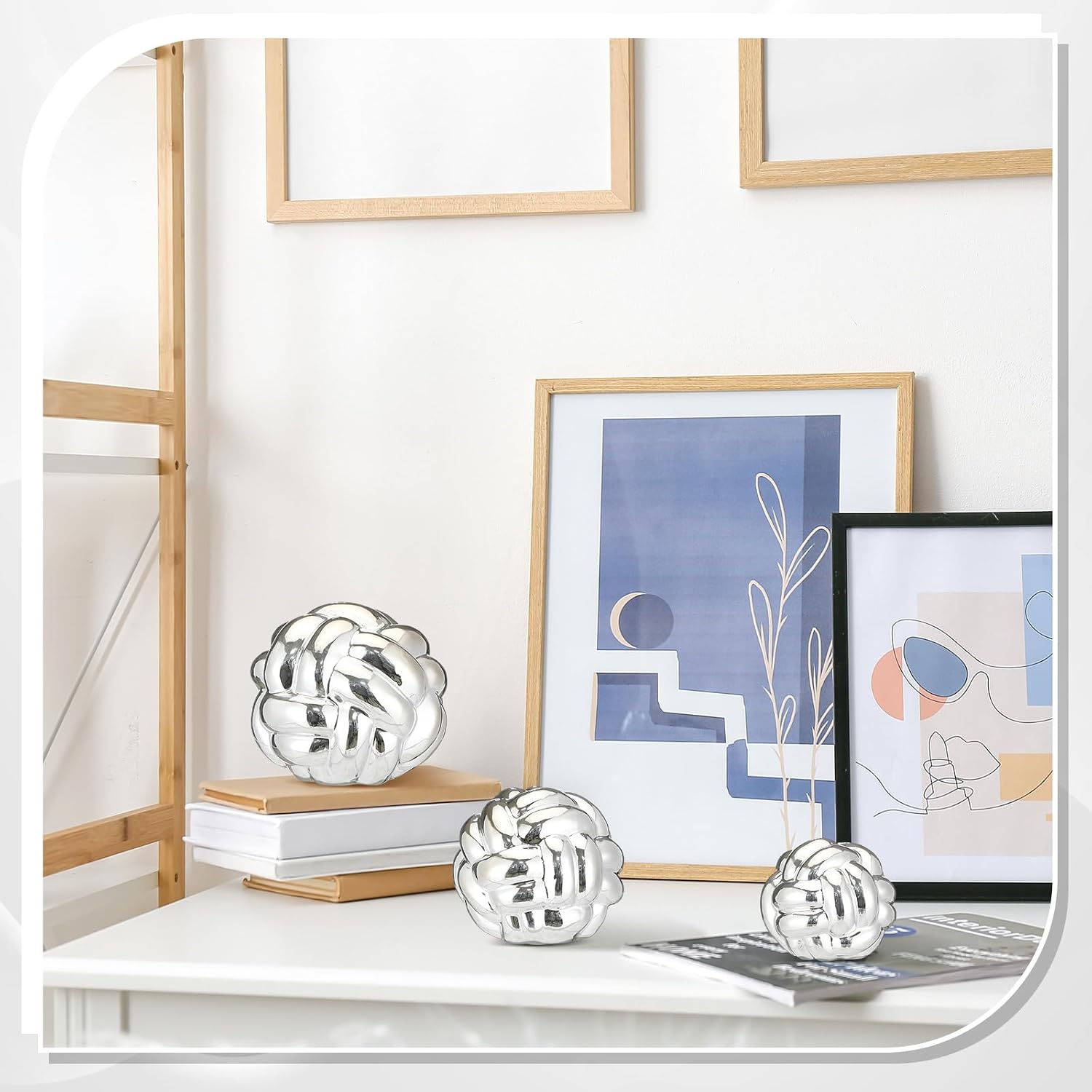 Entry Table Ceramic Aesthetic / Silver / Set of 3