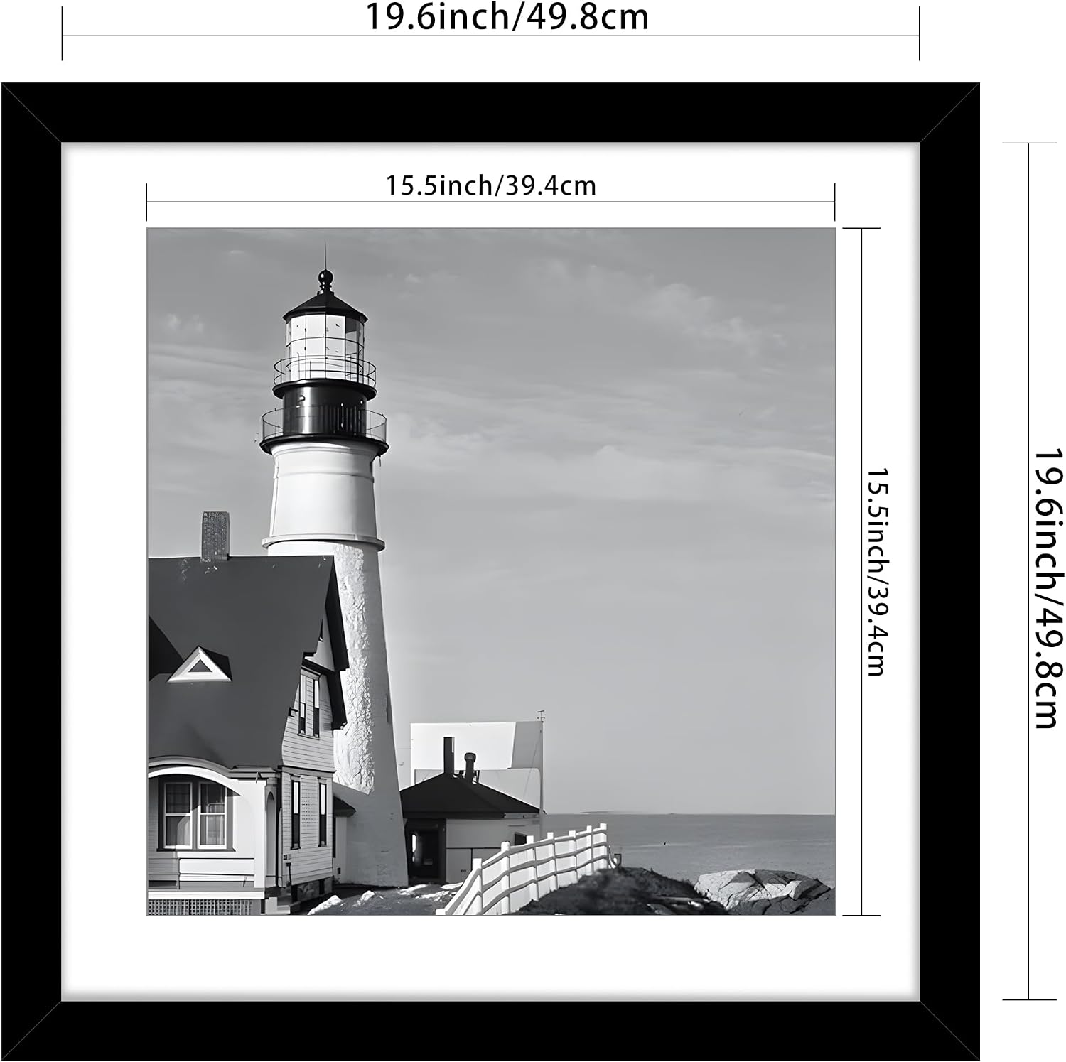 20x20 Black Picture Frame, Poster Frame for Wall, 3 Pack | Fits 16x16 Photos With Mat or 20x20 Without Mat, Square Wall