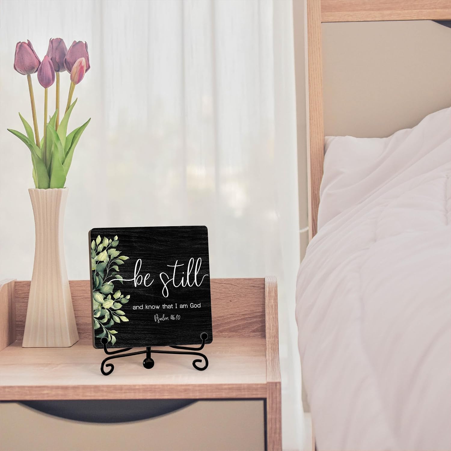 Know That I Am God Sign / Be Still / Wooden Sign with Iron Stand