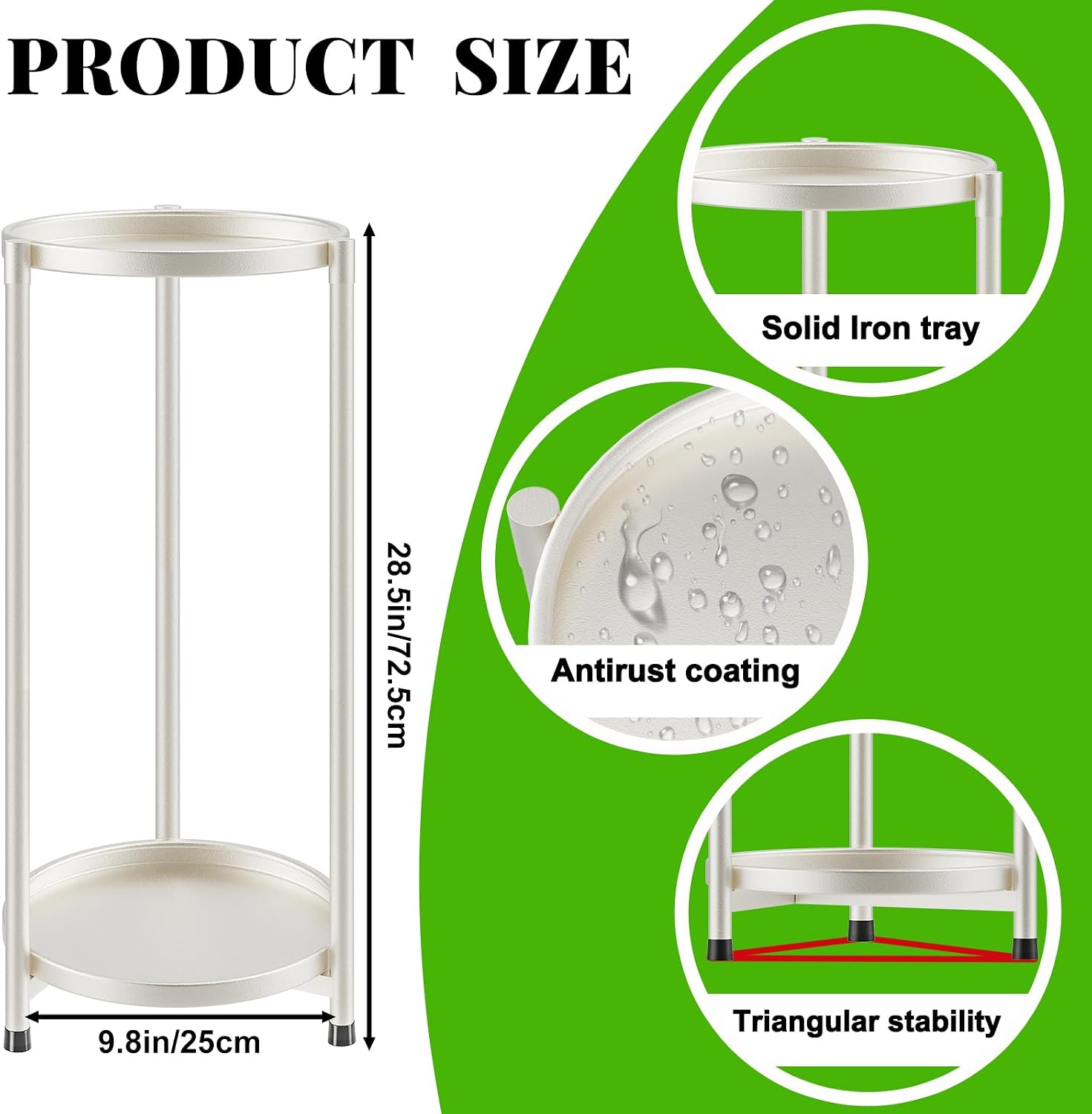 2 Tier Plant Stand Indoor Tall, White Corner Tiered Round Plant Stand for Indoor Multiple Plants, Metal Flower Pot