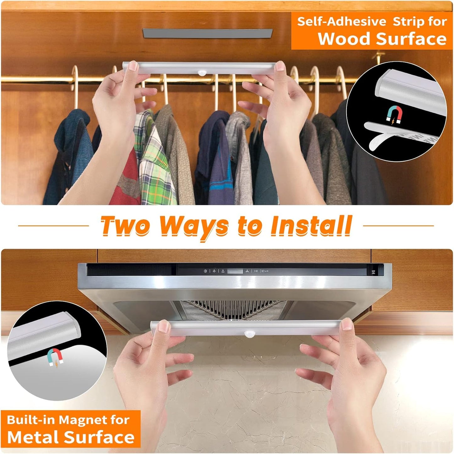 Wireless Motion Sensor Light Indoor, 80 LED Dimmable Closet Lights Rechargeable Under Cabinet Lighting, Magnetic