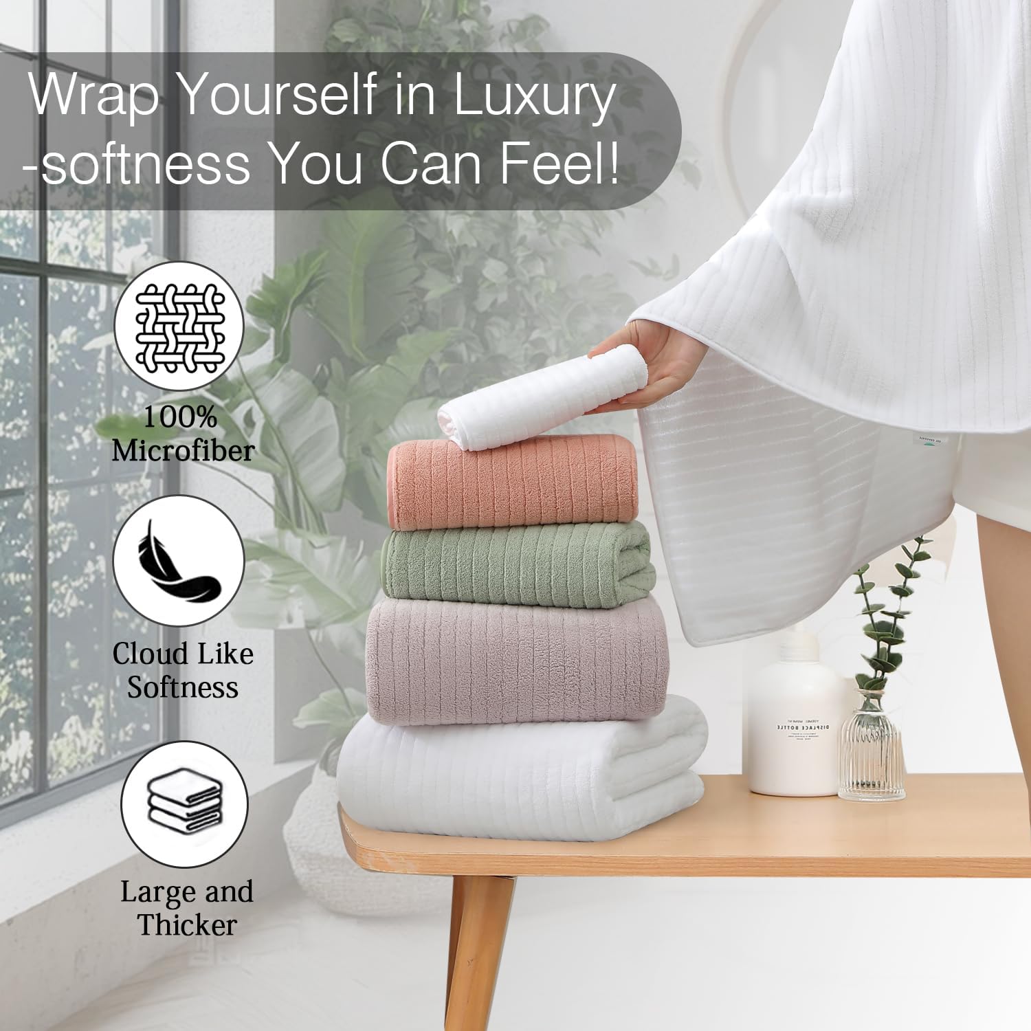 18 Piece Family Bath Towel Set Include 6 Bath Towels,6 Hand Towels and 6 Washcloths Soft Bathroom Towel with Hanging