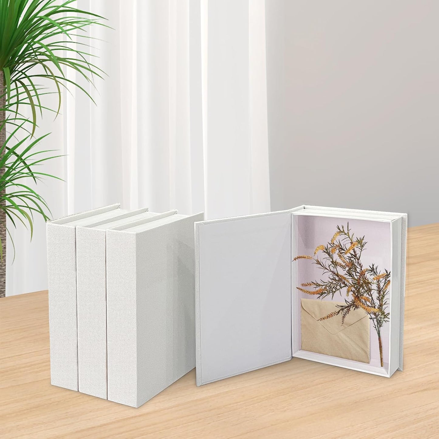 Faux Books for Decorative / White / Set of 3