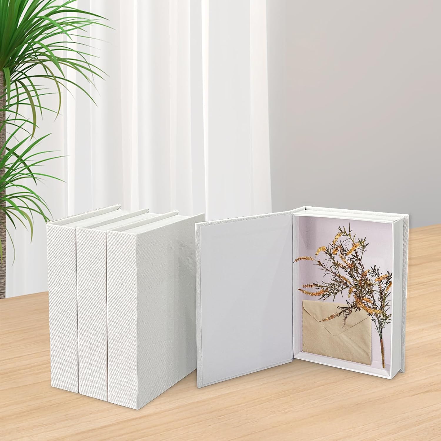 Faux Books for Decorative / White / Set of 3