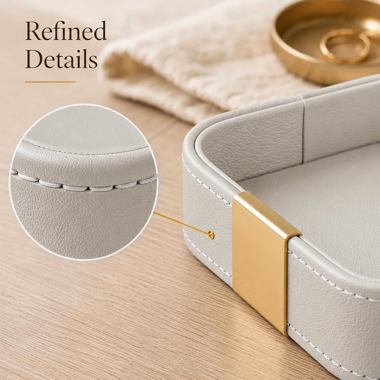 Leather Decorative Tray Key Bowl for Entryway Table Desk Organizer Purse Bowl Jewelry Watch Holder