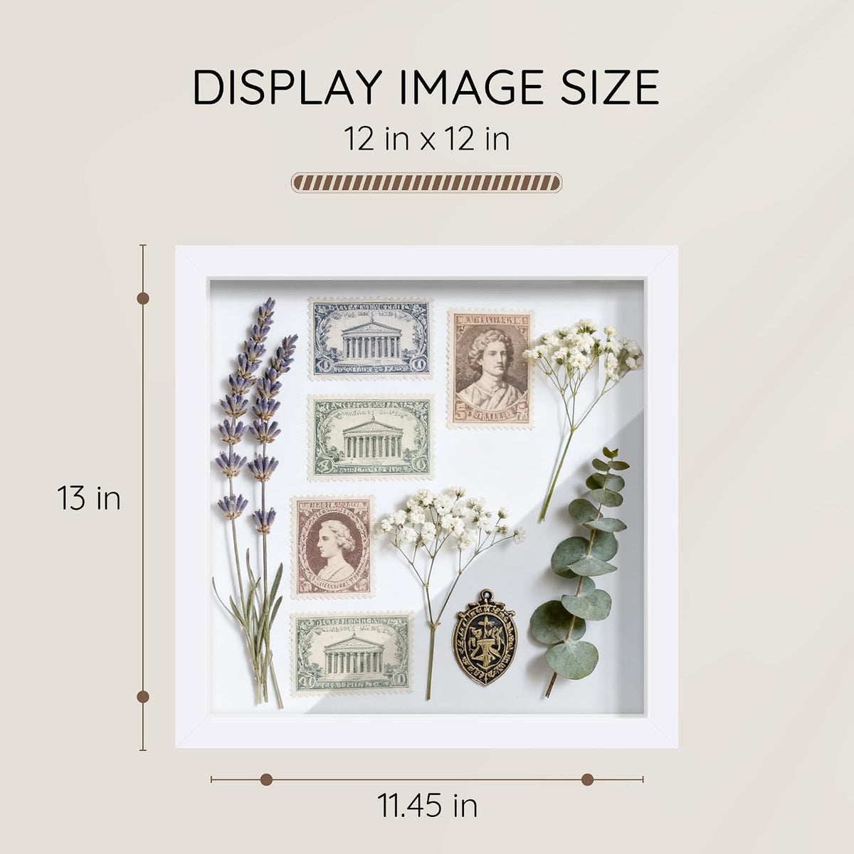 12x12 White Wooden Shadow Box Frame, Tempered Glass, 2 Pack | Black Backboard, Tabletop & Vertical/Horizontal Wall