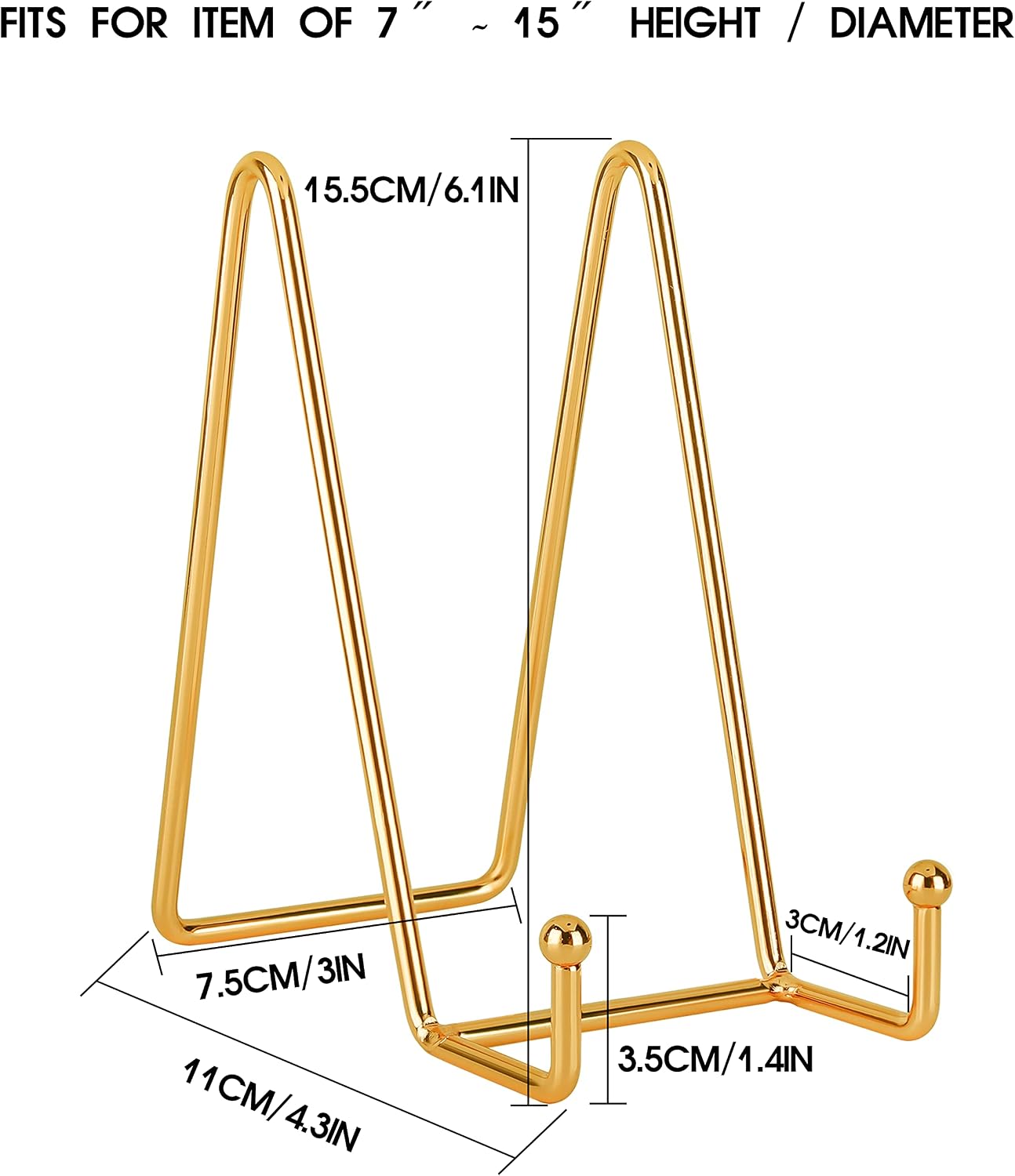 Gold Metal Display Stands Plate Stands Plate Holder Display Stands / Gold 6 In / 6 Inch / Set of 3