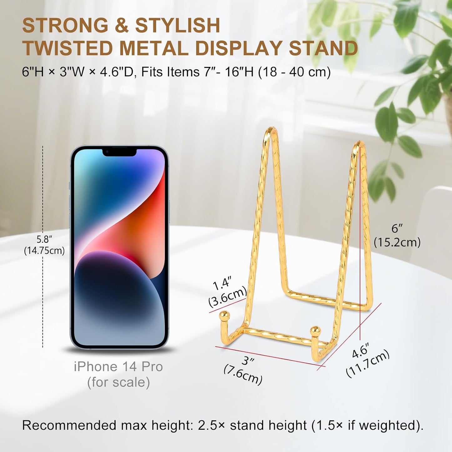 Twisted Metal Wire Plate Stands / Gold-6 Inch / 6 Inch / Set of 3