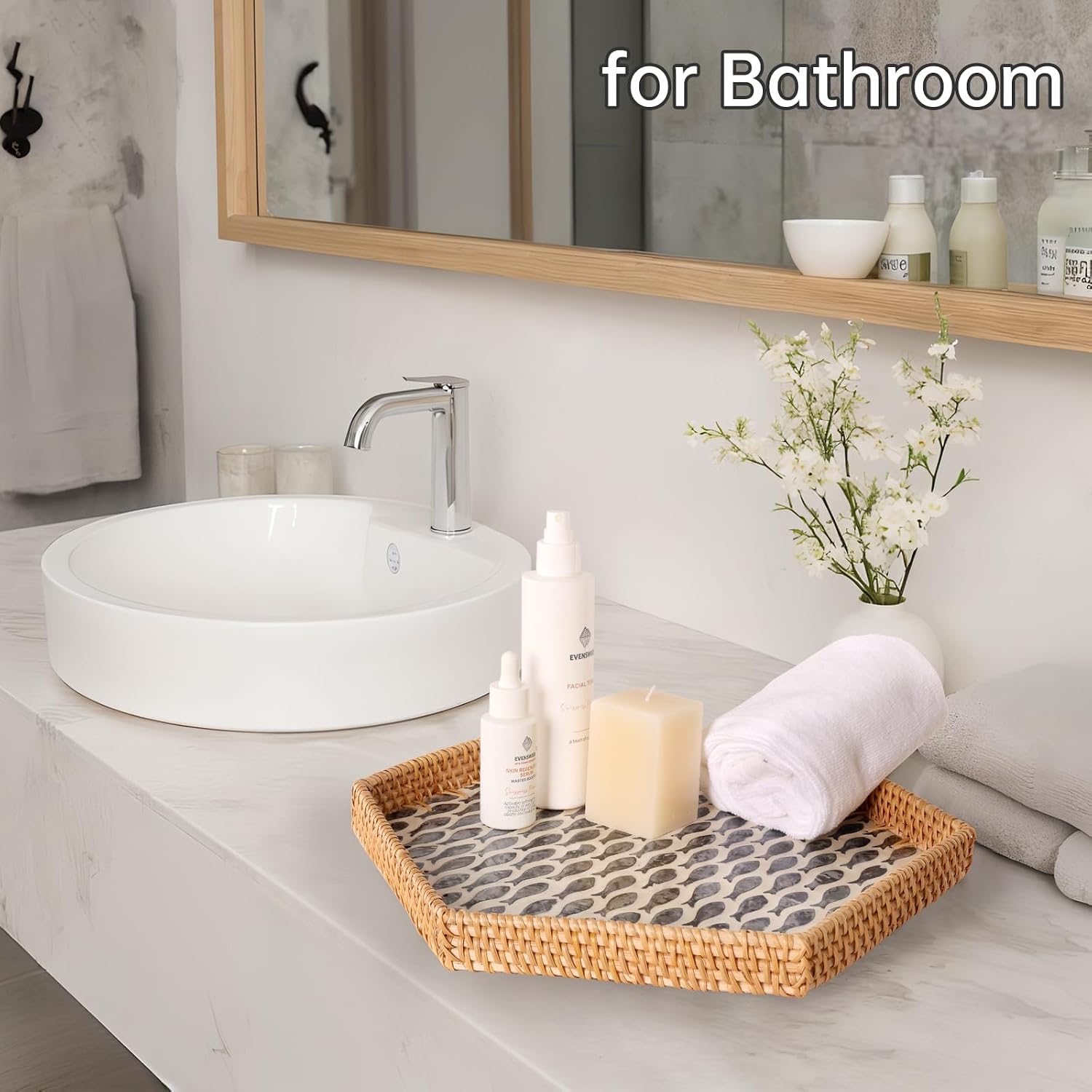 Hexagon Rattan Tray / Little Blackfish